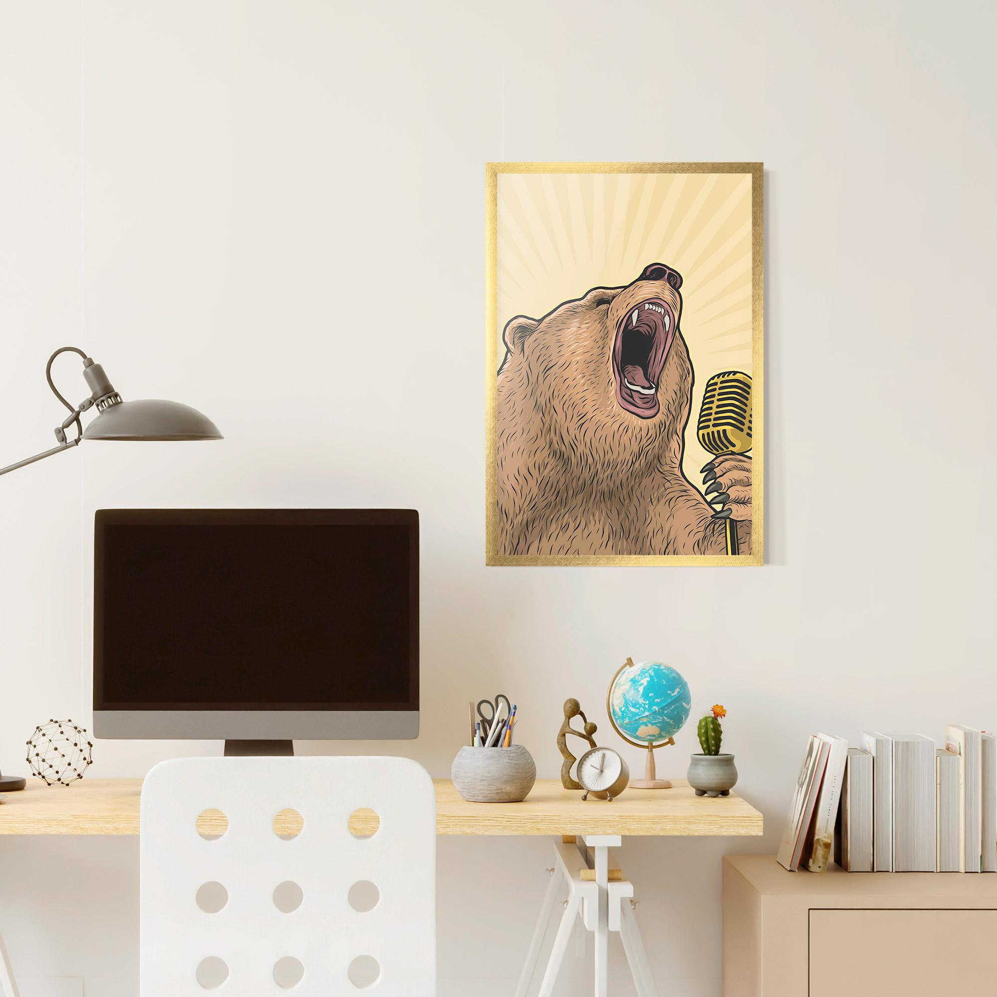 Plakat w Ramie Bear Singing mockup 6