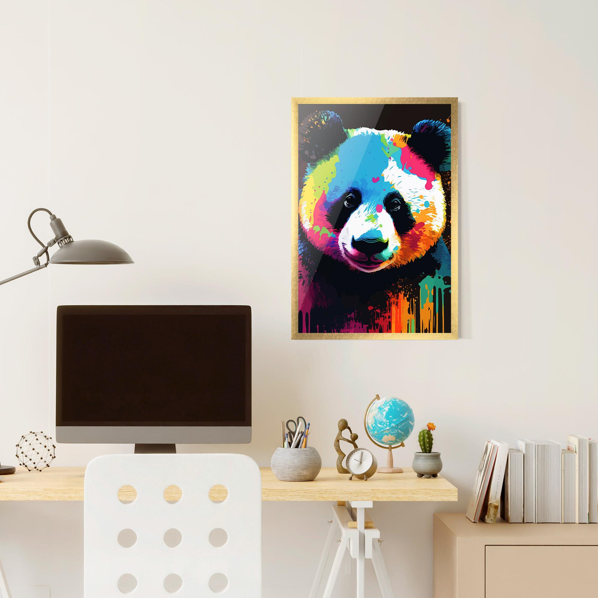 Plakat w Ramie Panda Color Art mockup 6