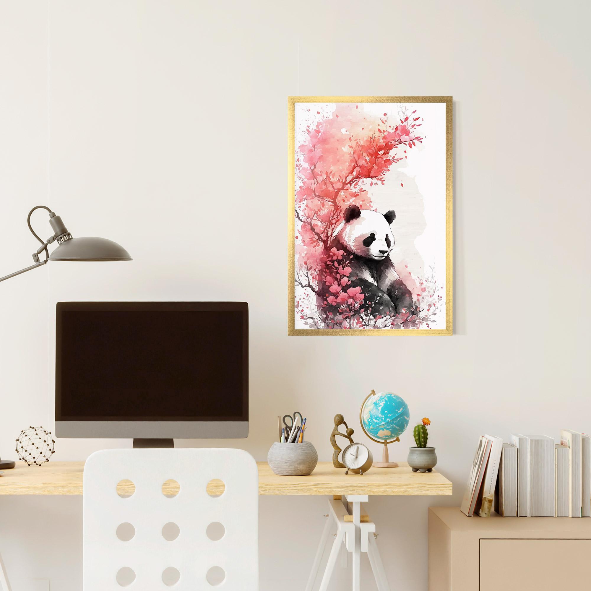 Plakat w Ramie Pink Flower Panda mockup 6