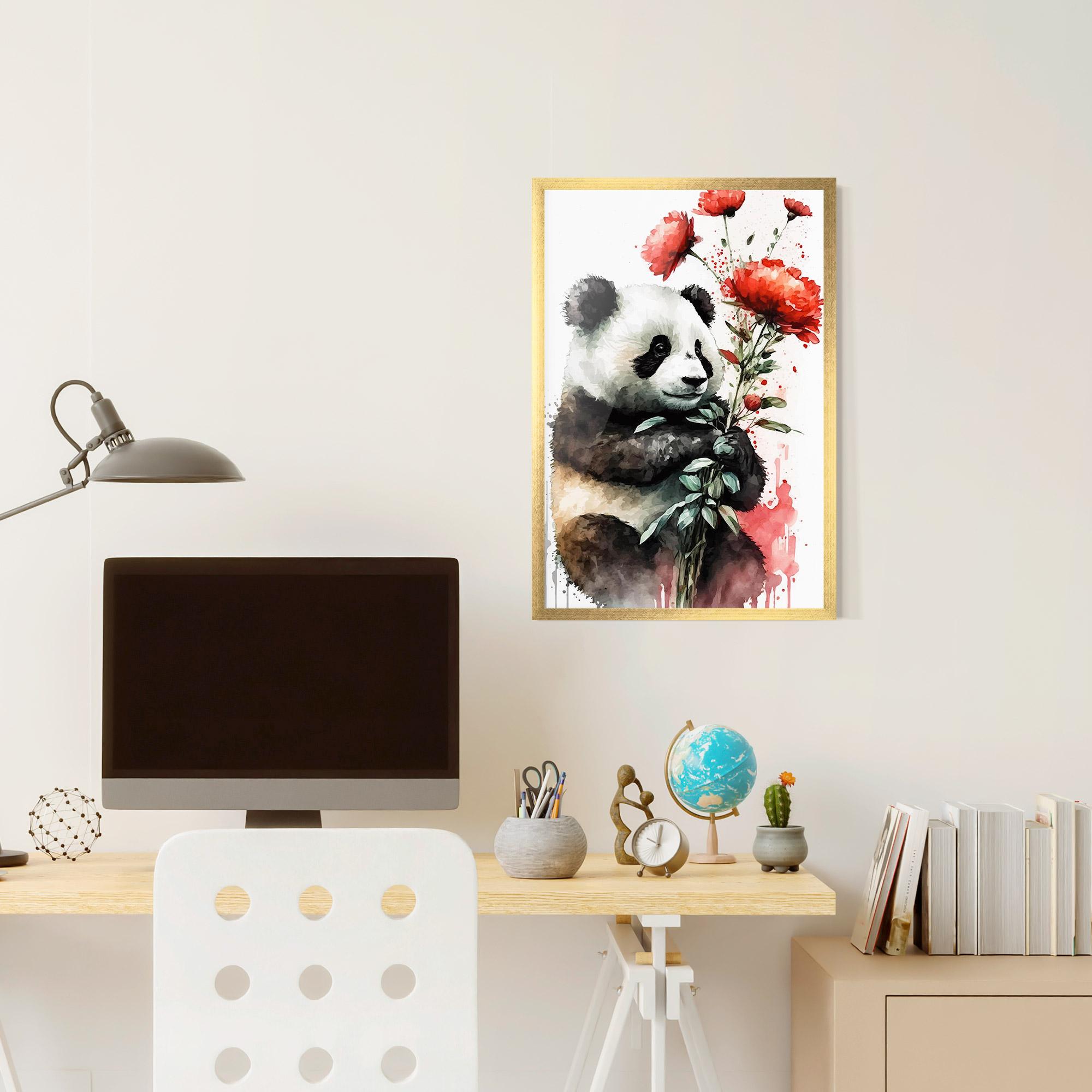 Plakat w Ramie Red Flower Panda mockup 6