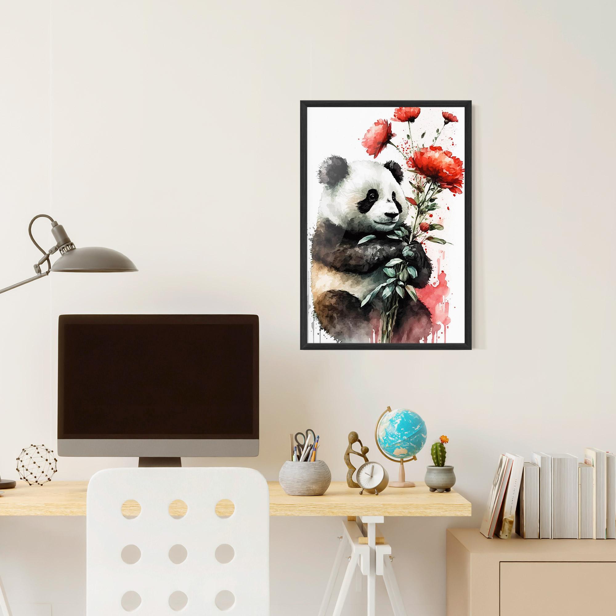 Plakat w Ramie Red Flower Panda mockup 6