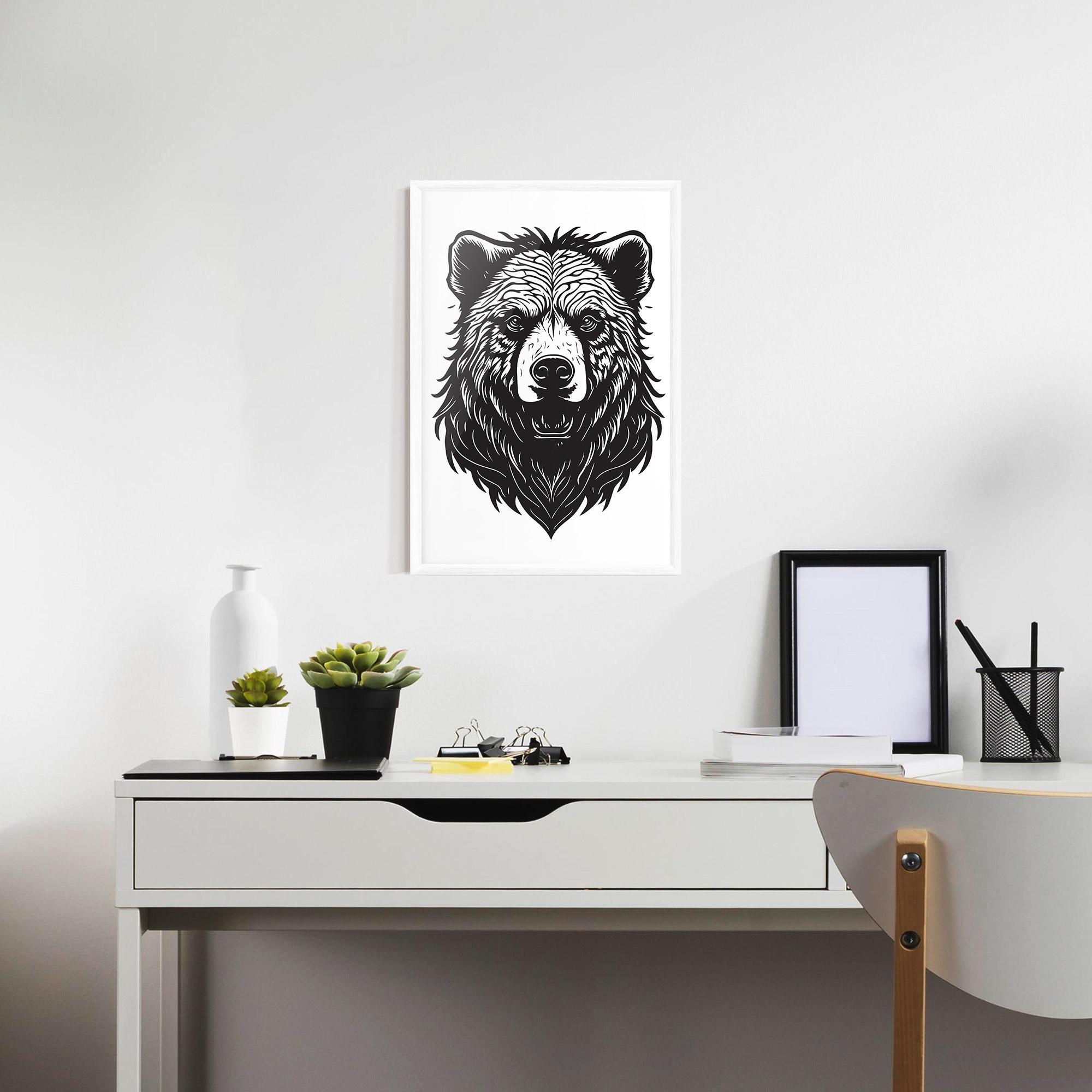 Plakat w Ramie Bear Black Head mockup 7