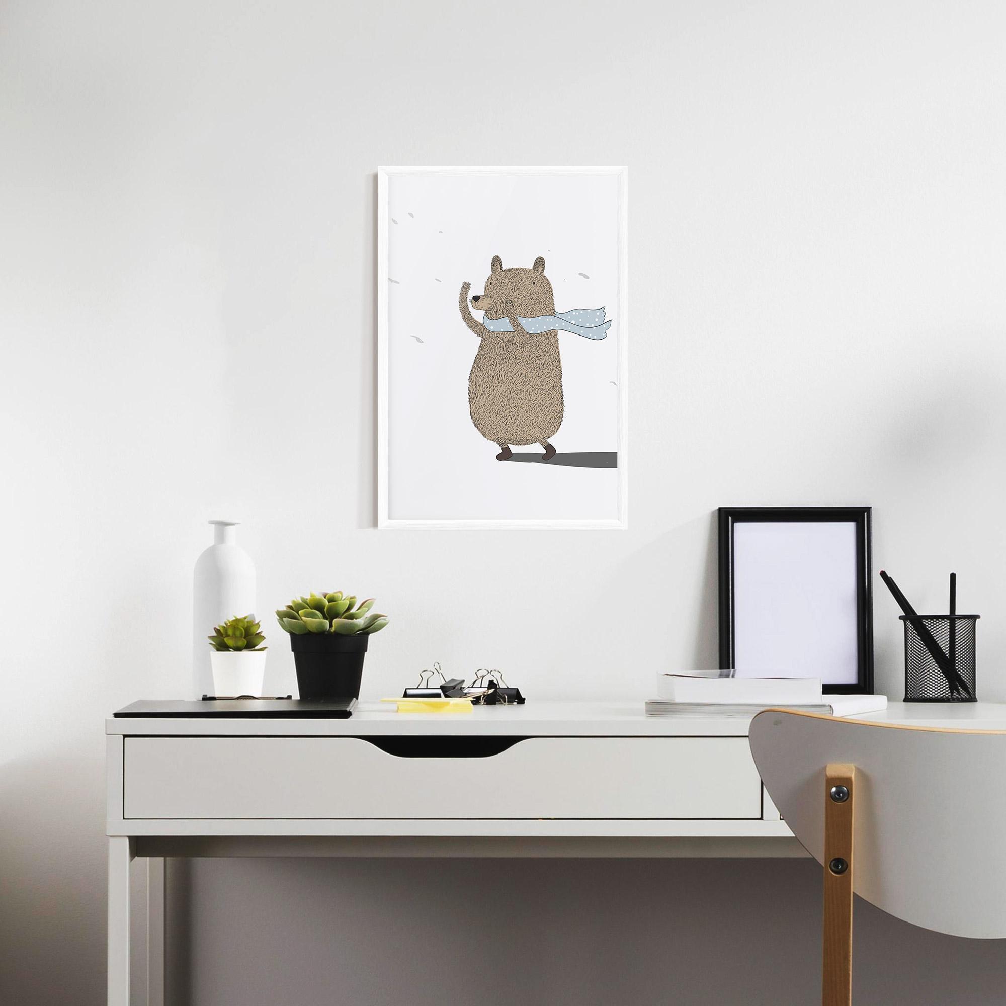 Plakat w Ramie Bear Wearing A Scarf mockup 7
