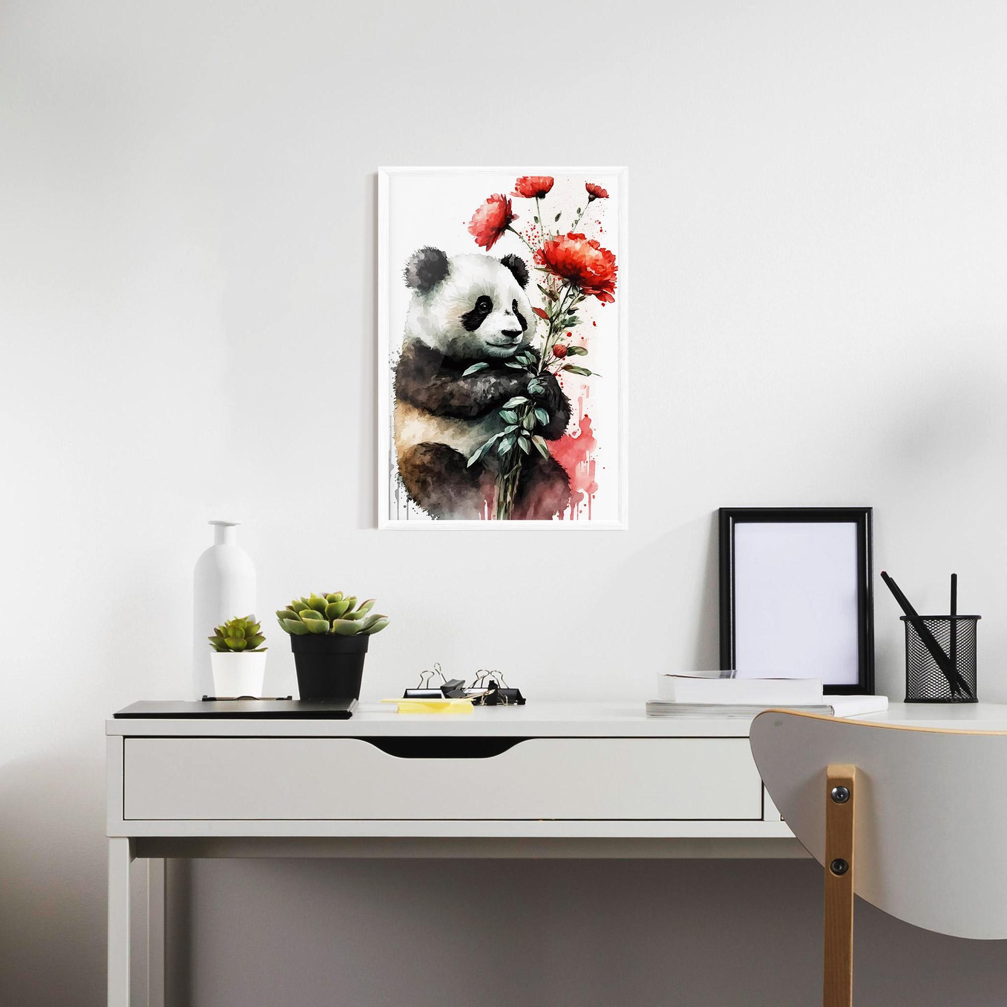 Plakat w Ramie Red Flower Panda mockup 7