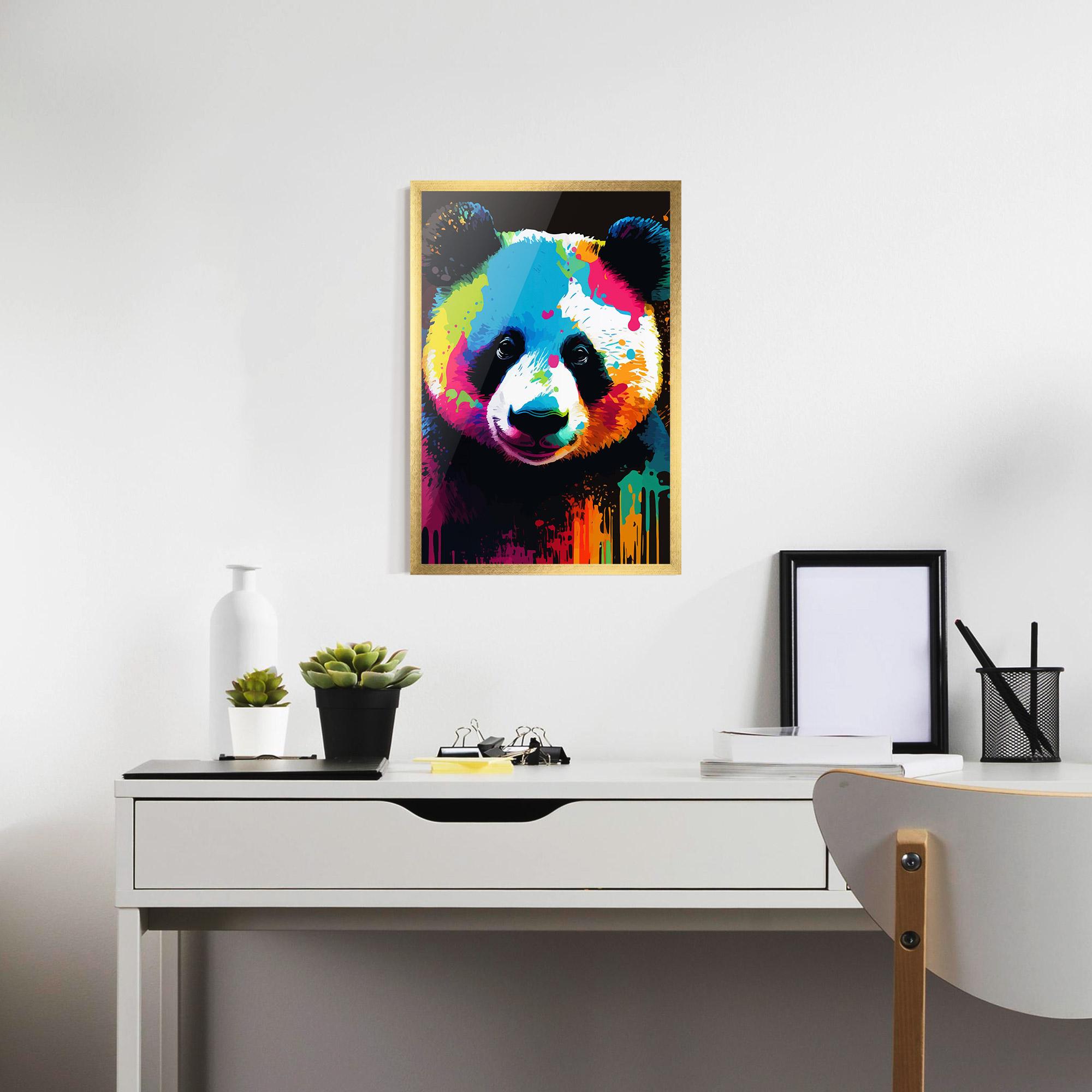 Plakat w Ramie Panda Color Art mockup 7