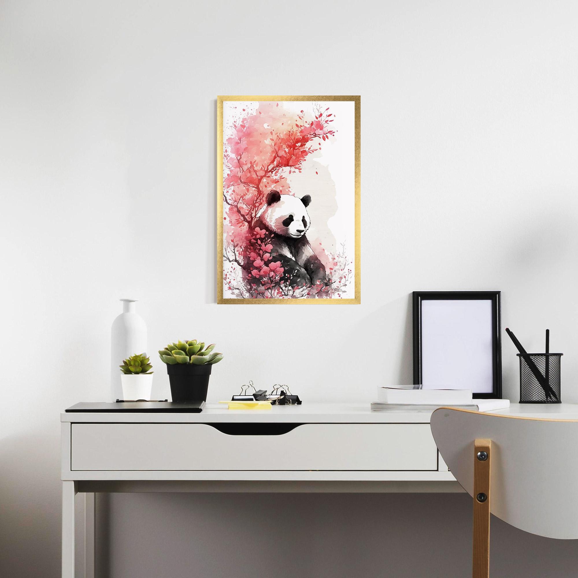 Plakat w Ramie Pink Flower Panda mockup 7