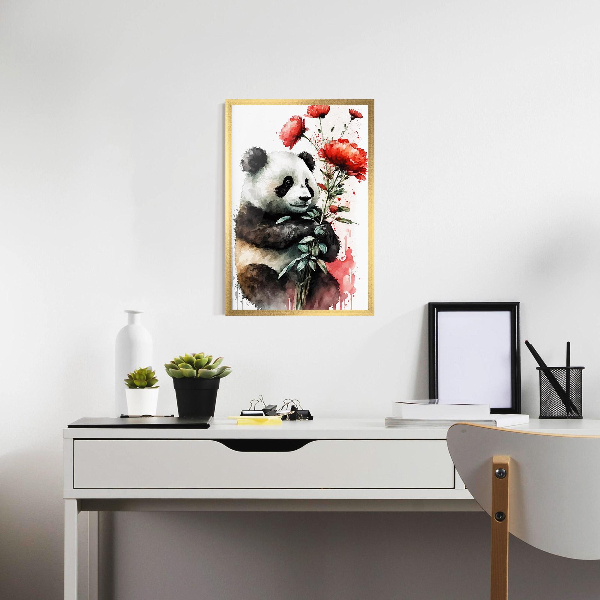 Plakat w Ramie Red Flower Panda mockup 7