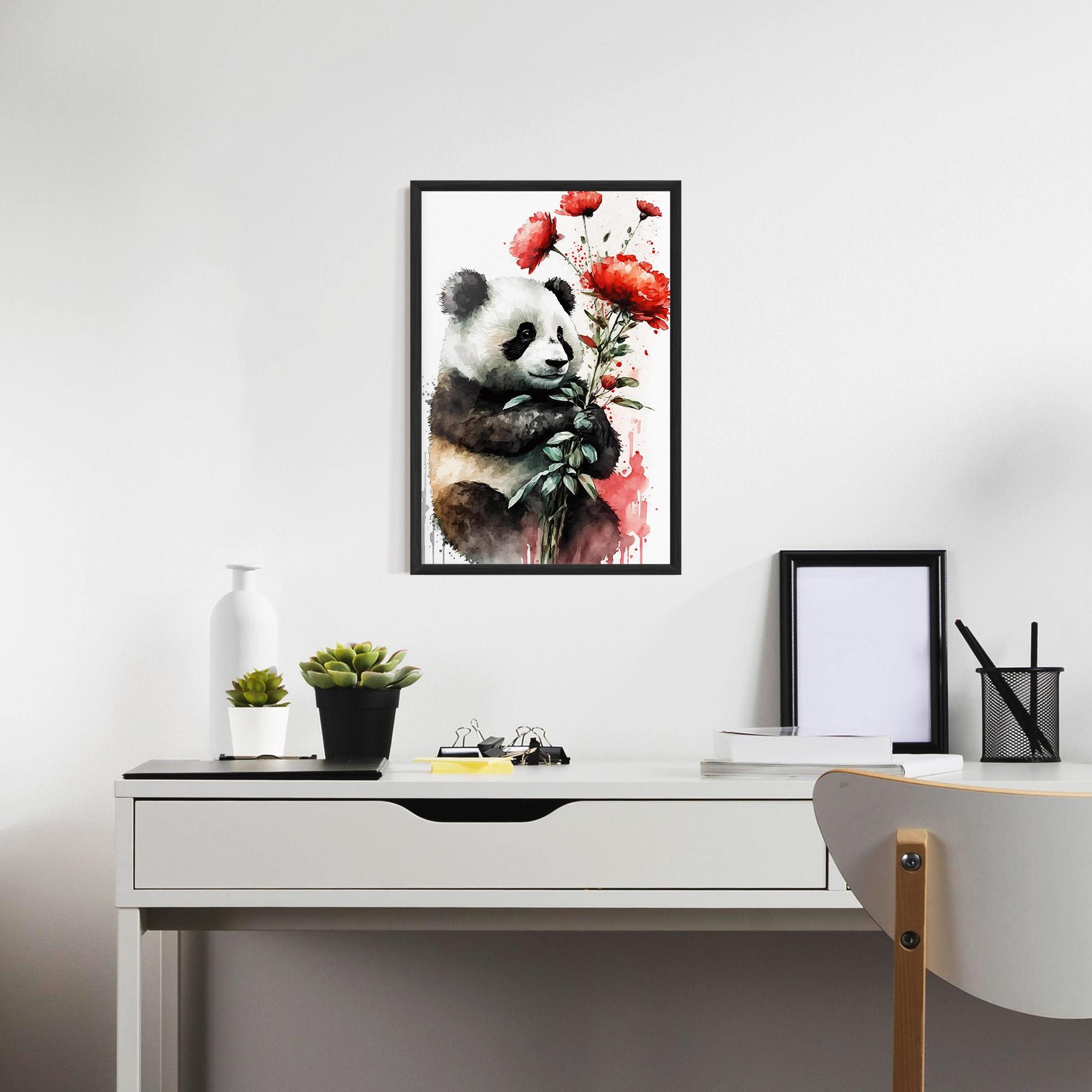 Plakat w Ramie Red Flower Panda mockup 7