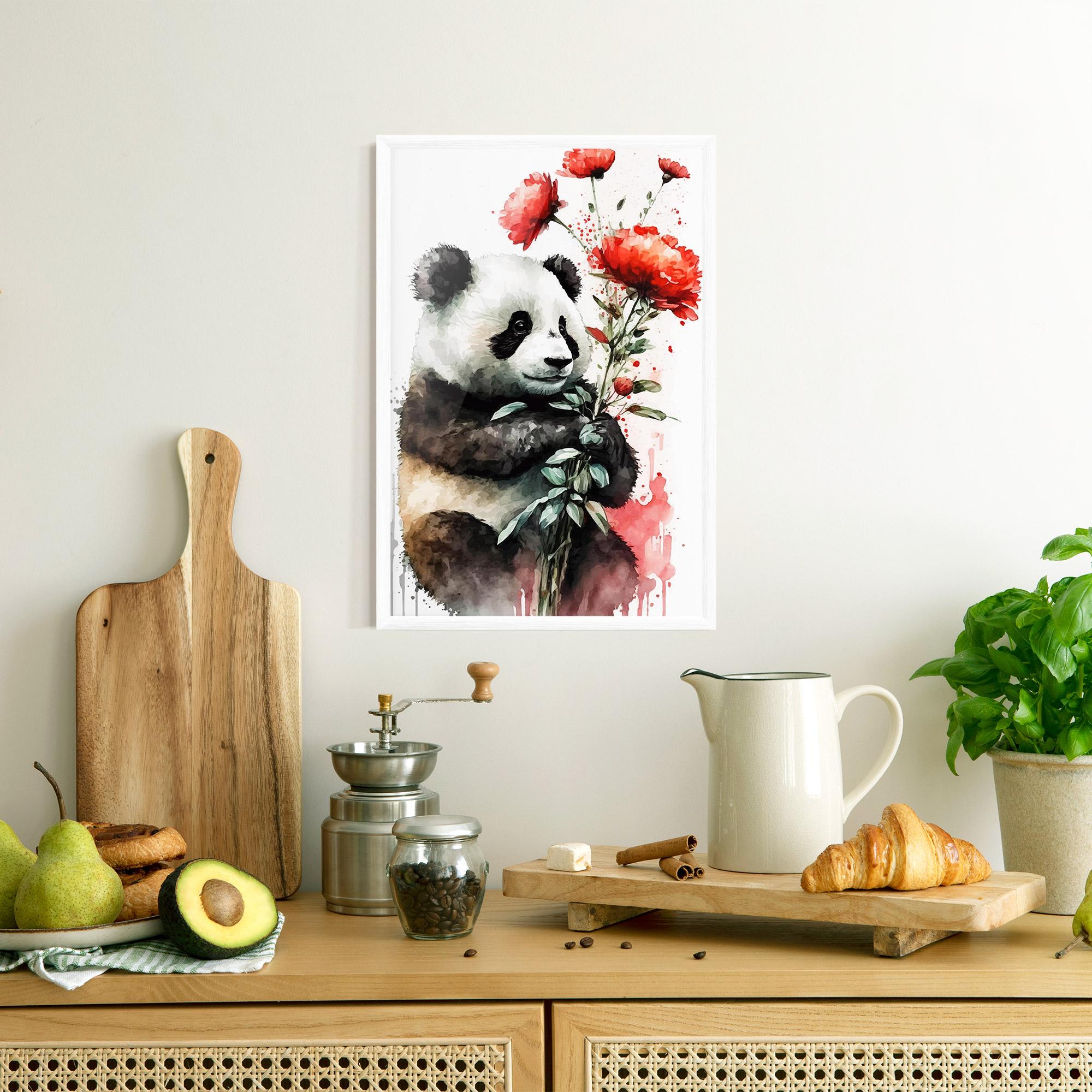 Plakat w Ramie Red Flower Panda mockup 8