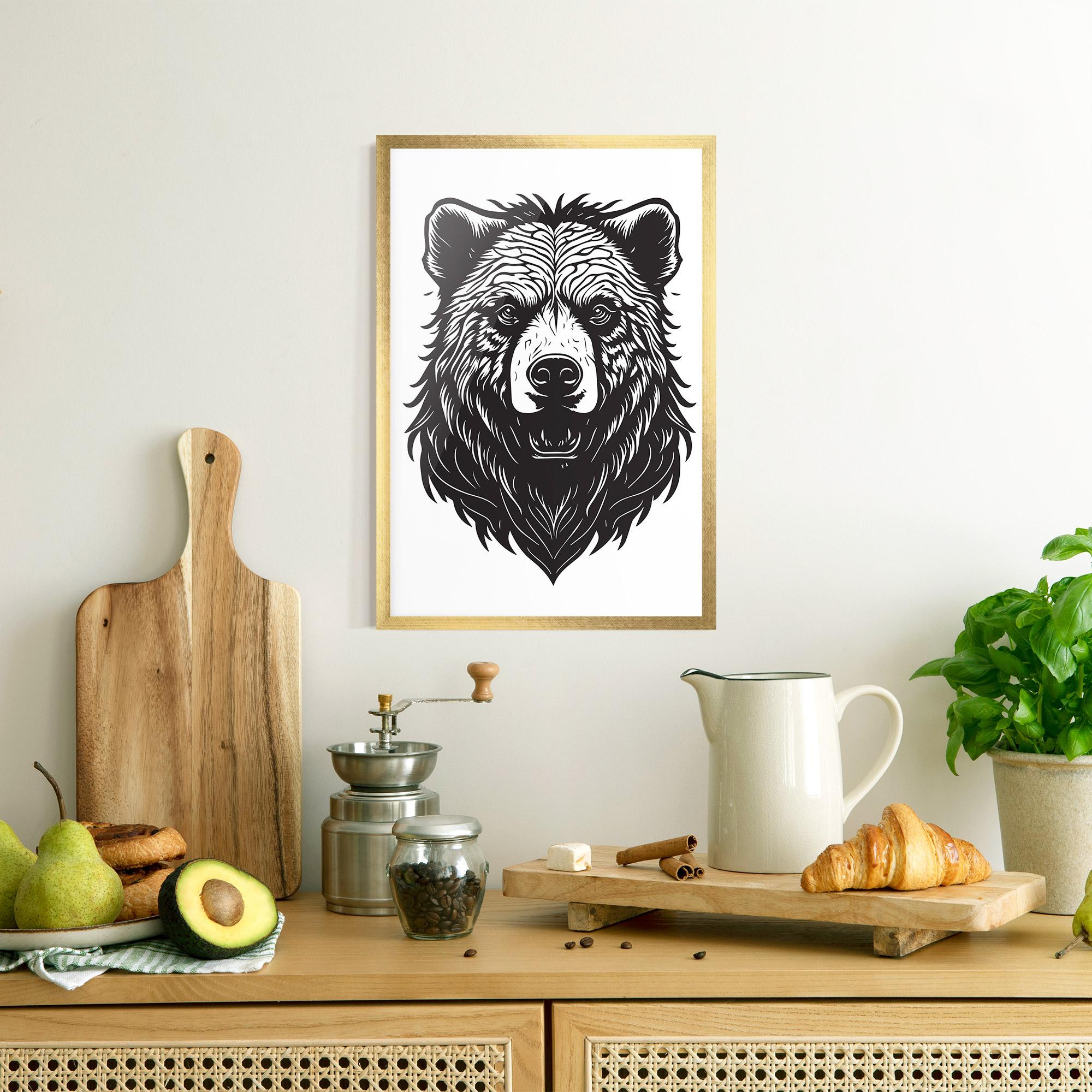 Plakat w Ramie Bear Black Head mockup 8