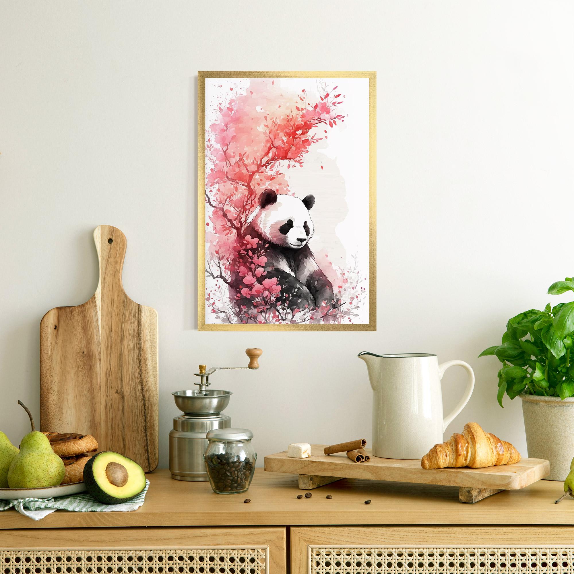 Plakat w Ramie Pink Flower Panda mockup 8