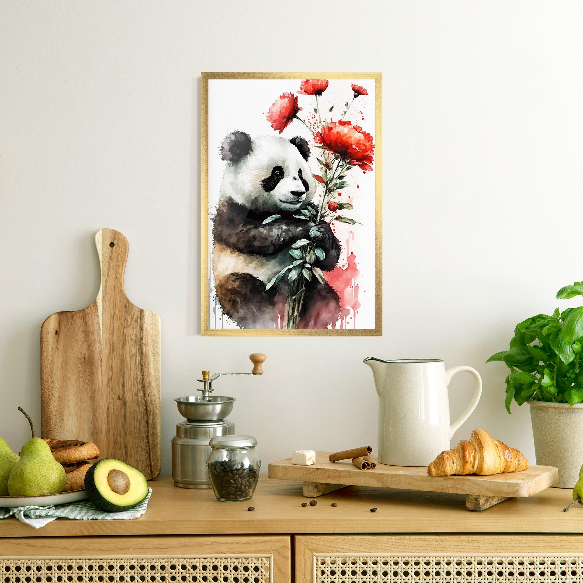 Plakat w Ramie Red Flower Panda mockup 8