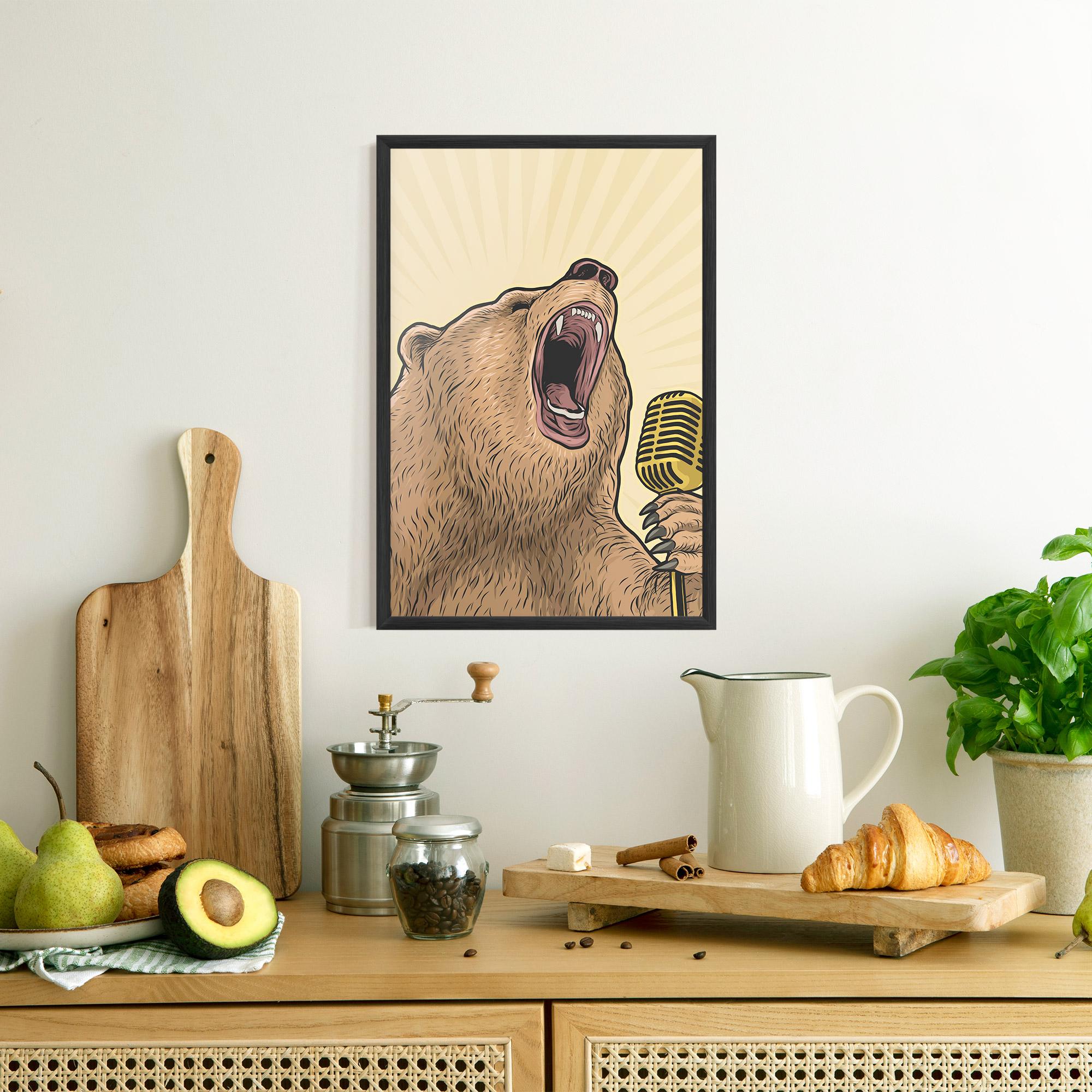 Plakat w Ramie Bear Singing mockup 8
