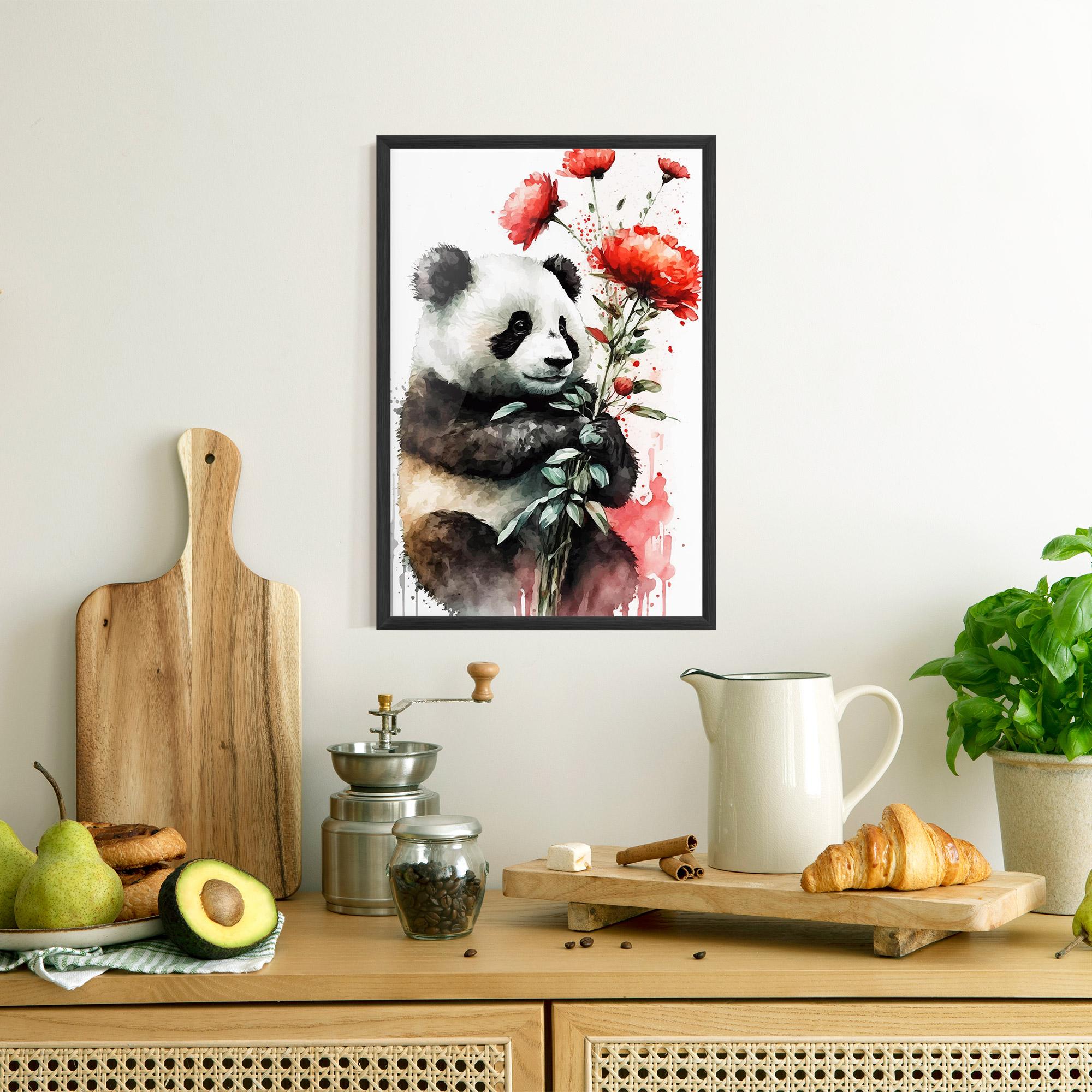 Plakat w Ramie Red Flower Panda mockup 8