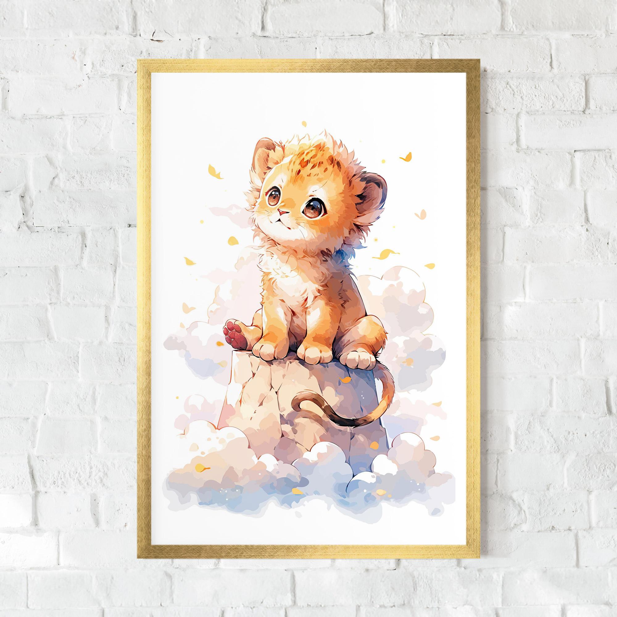 Plakat w Ramie Cute Cloud Lion mockup 0