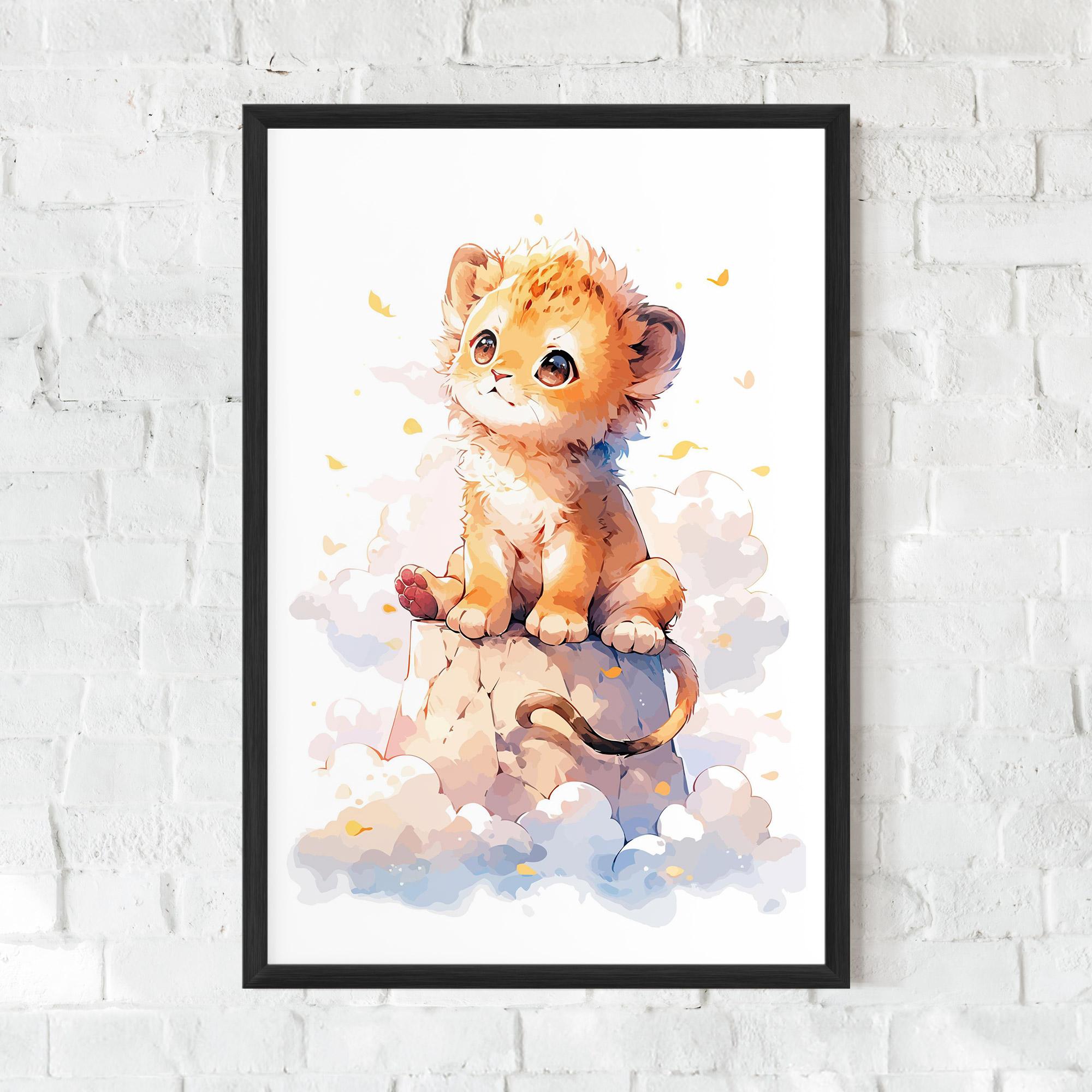Plakat w Ramie Cute Cloud Lion mockup 0