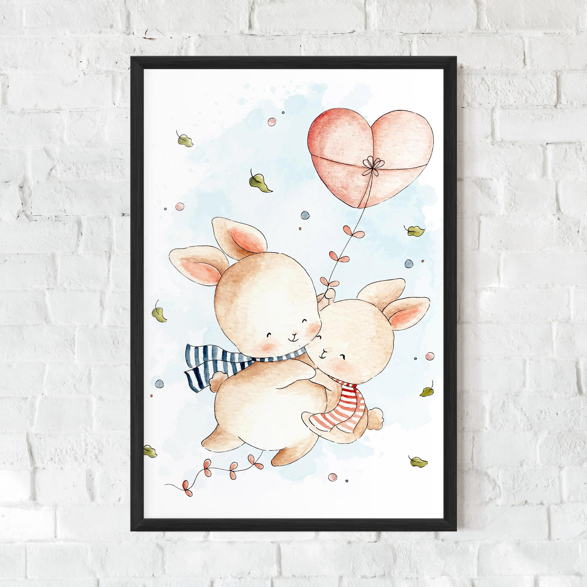 Plakat w Ramie Cute Couple Rabbit mockup 0