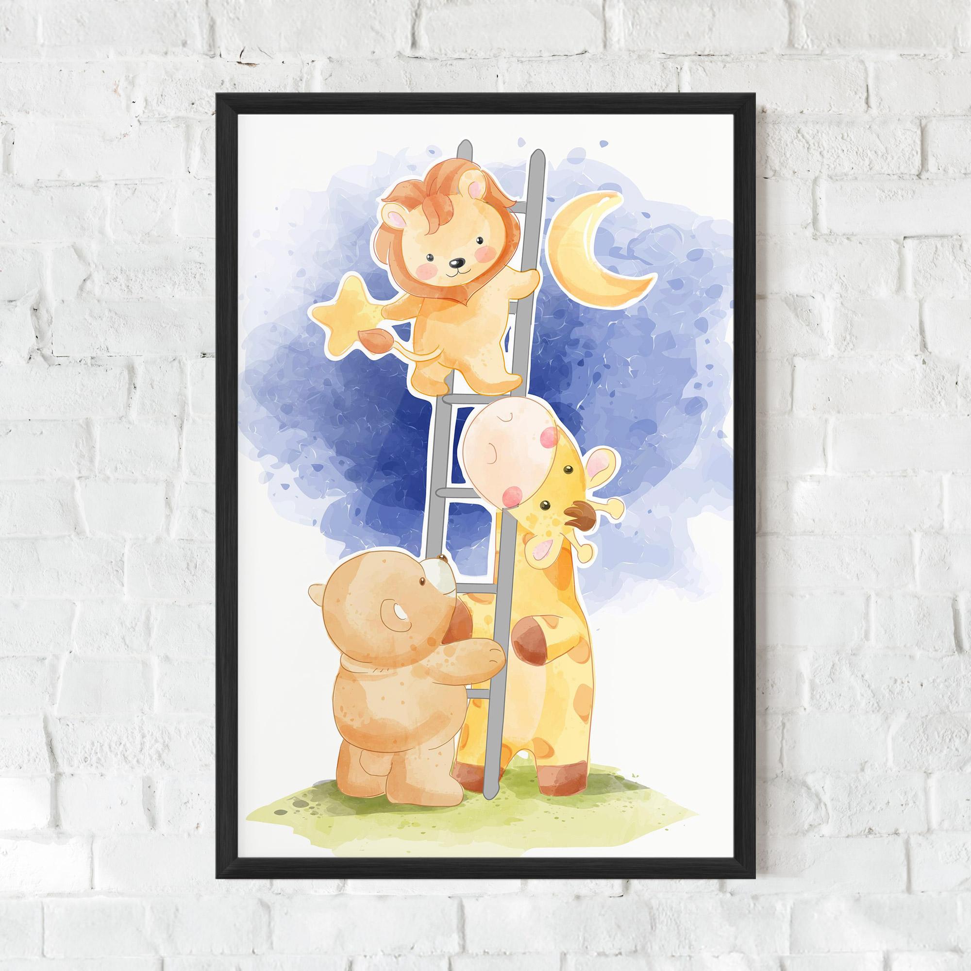 Plakat w Ramie Lion Moon mockup 0