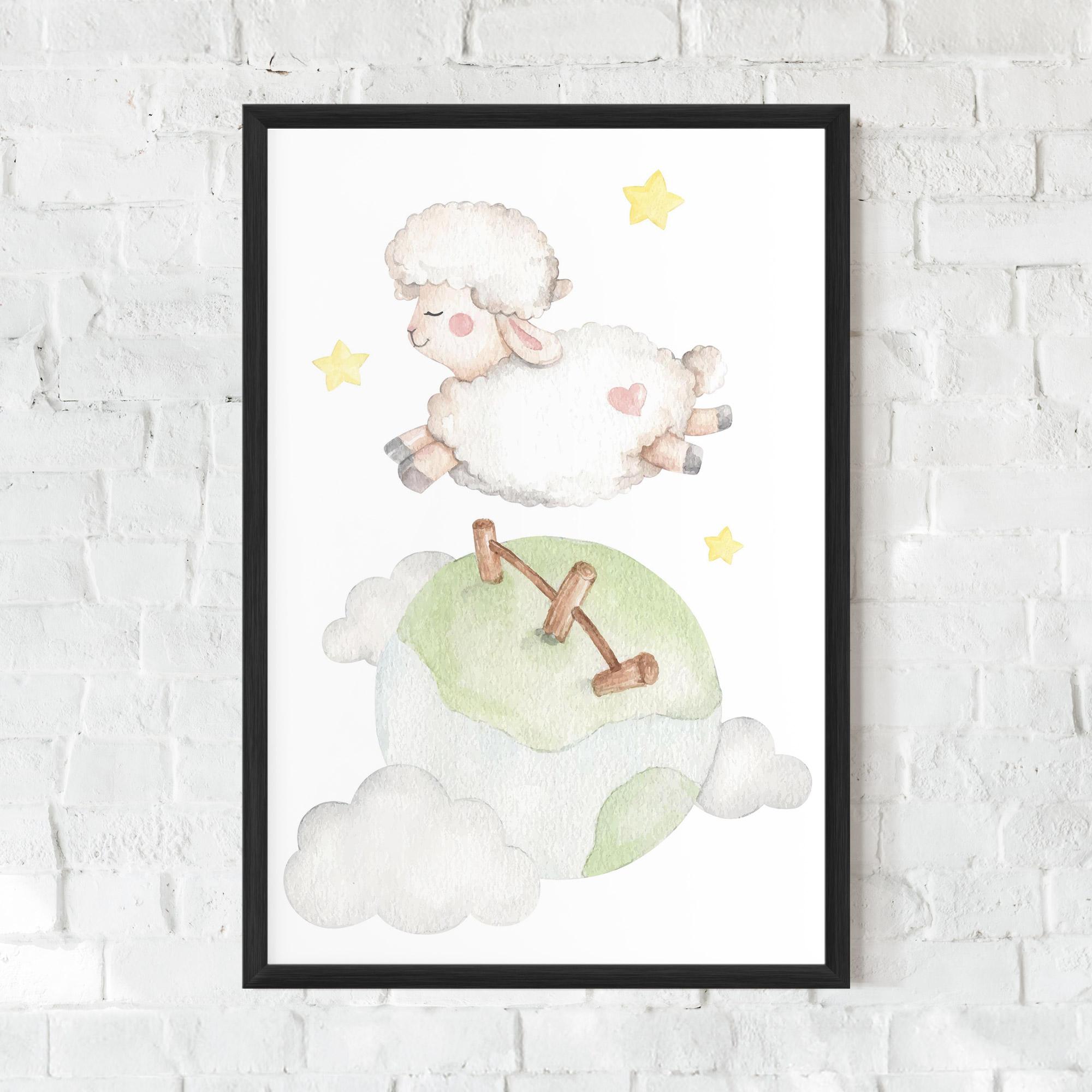 Plakat w Ramie Sheep Jump mockup 0