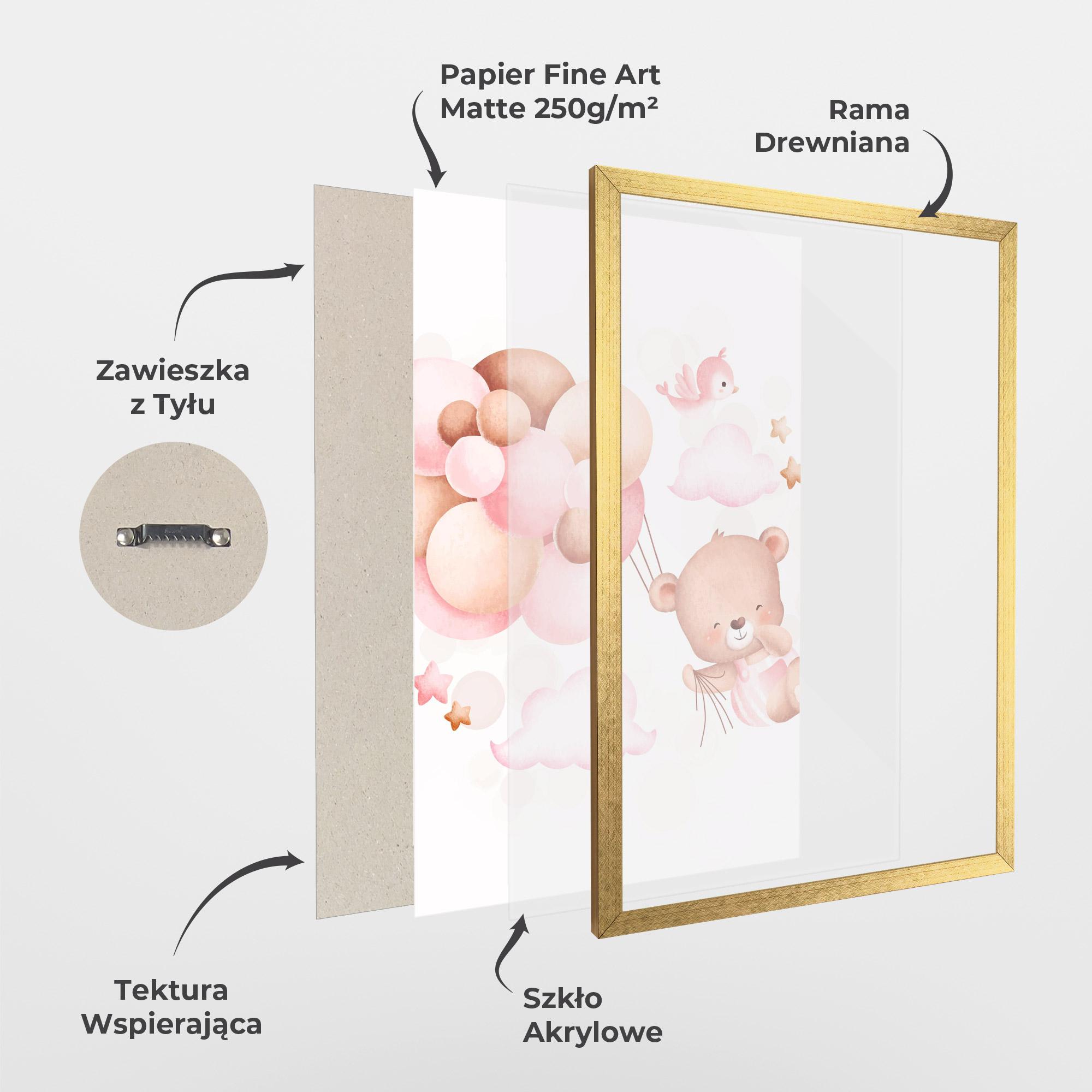 Plakat w Ramie Pink Bear Balloons mockup 1