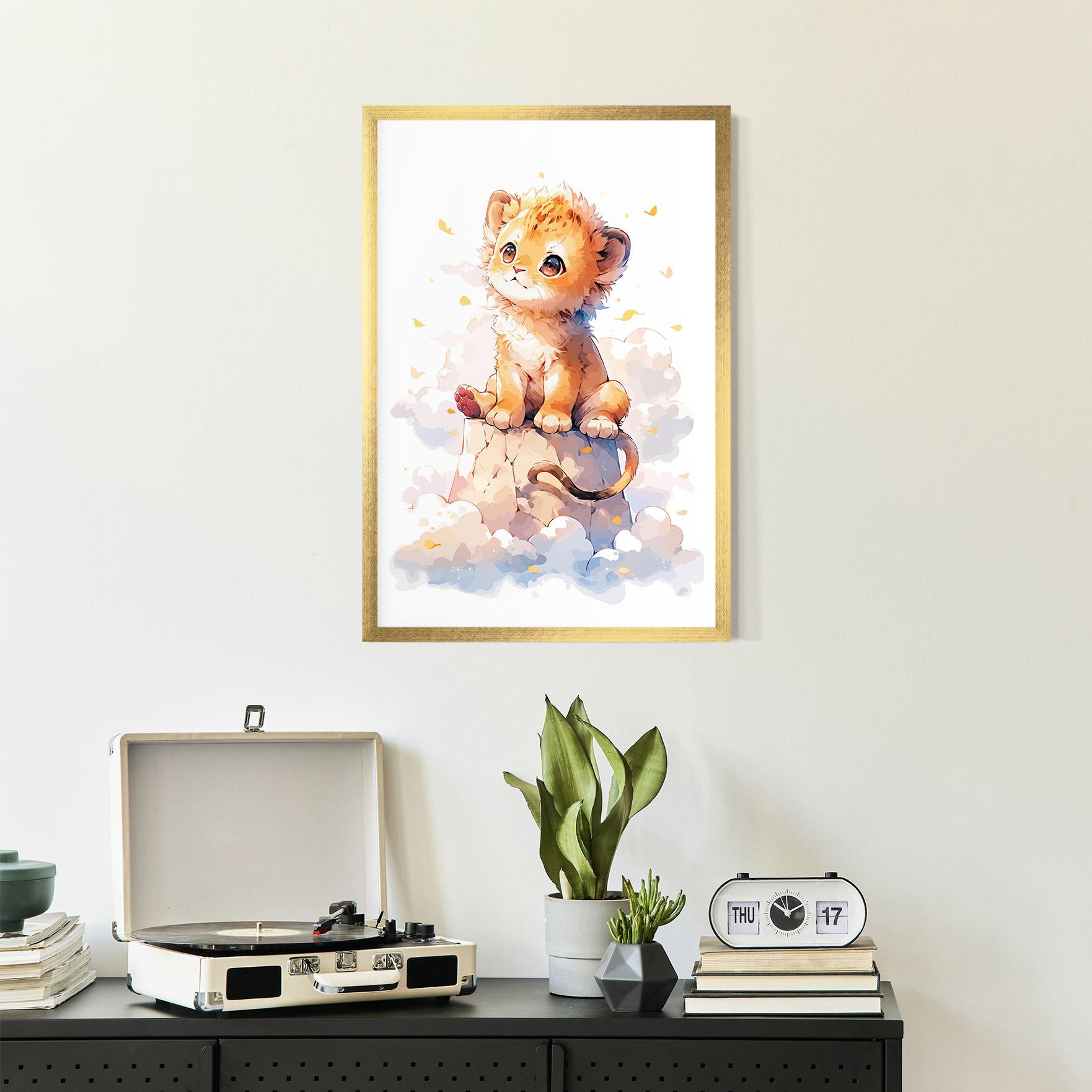 Plakat w Ramie Cute Cloud Lion mockup 2