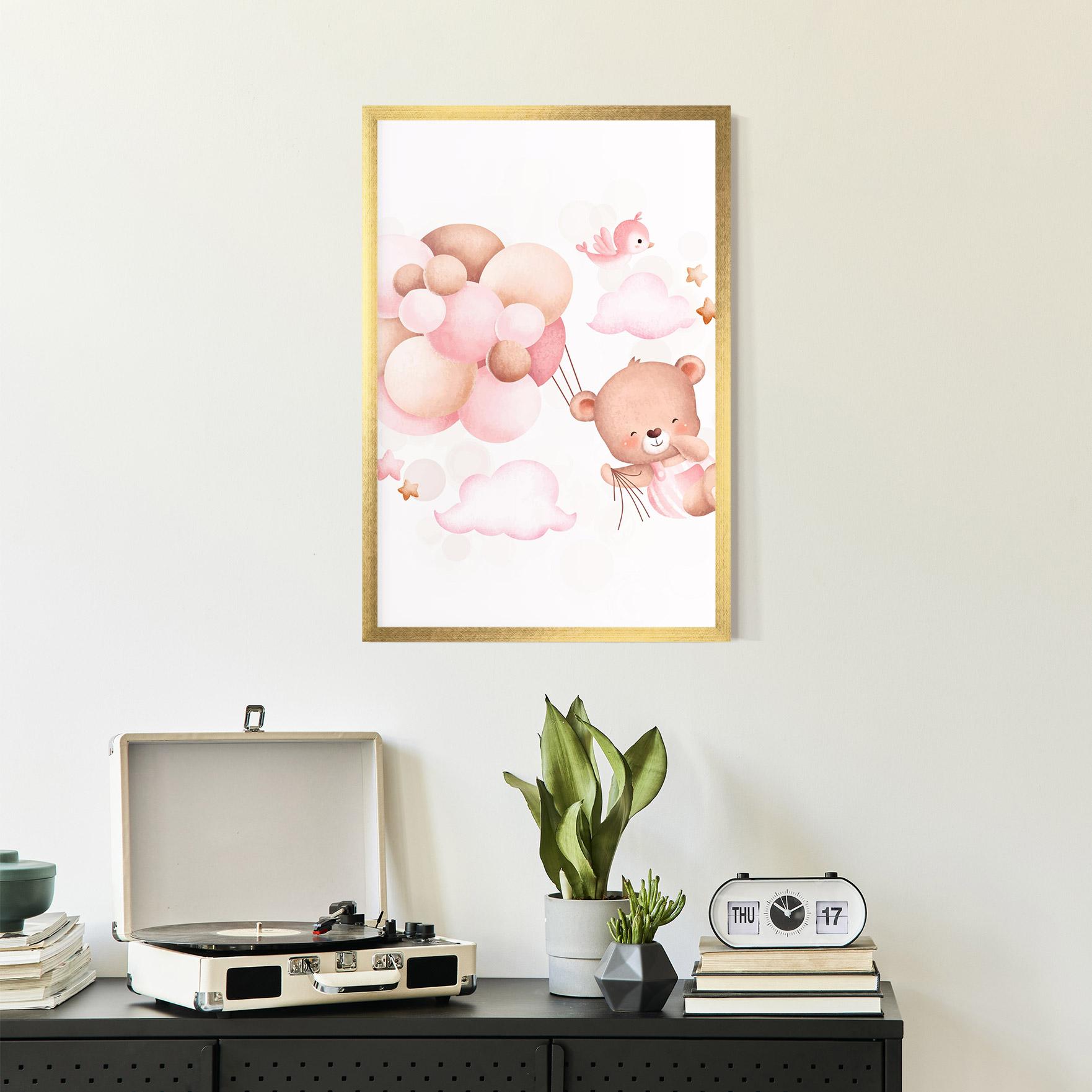 Plakat w Ramie Pink Bear Balloons mockup 2