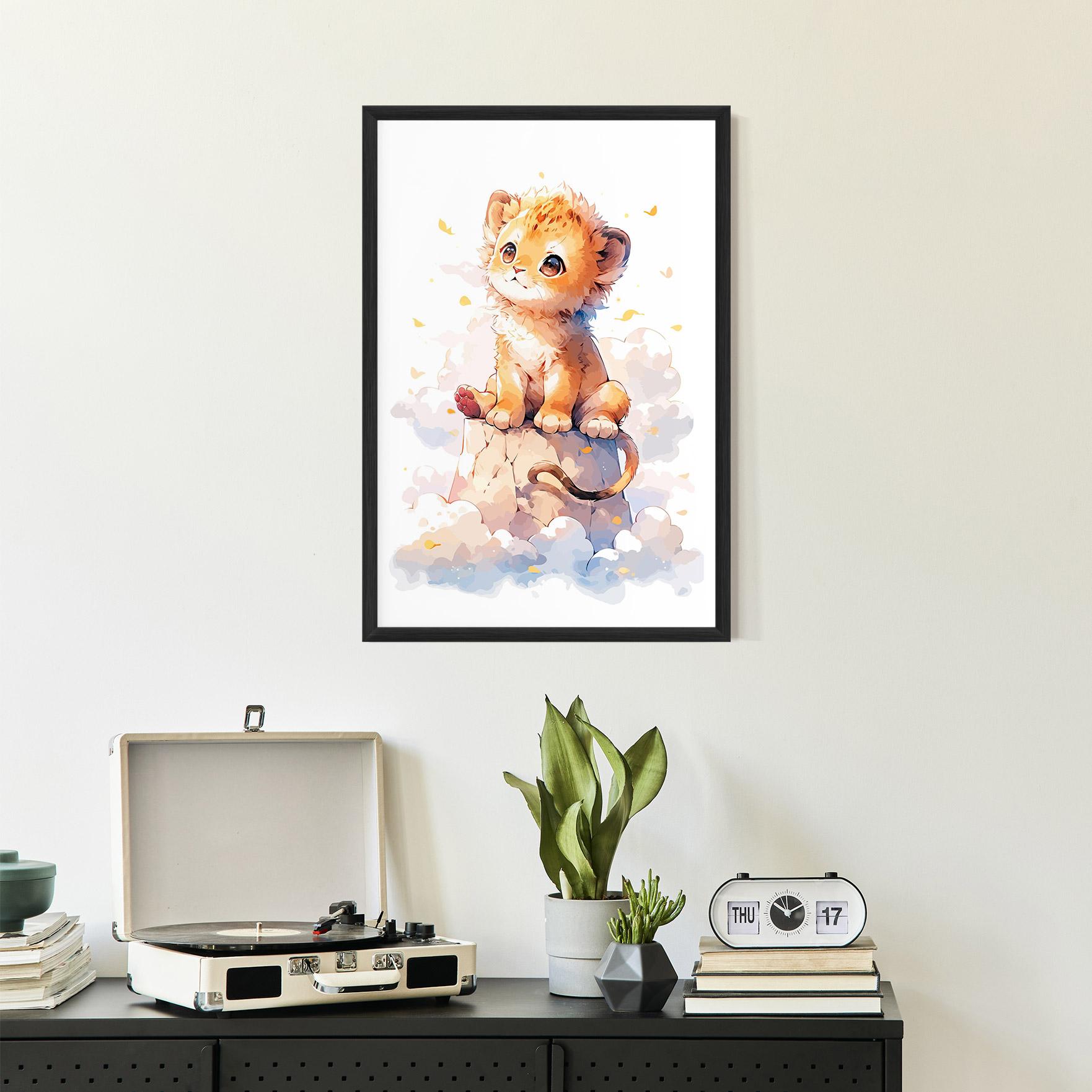 Plakat w Ramie Cute Cloud Lion mockup 2