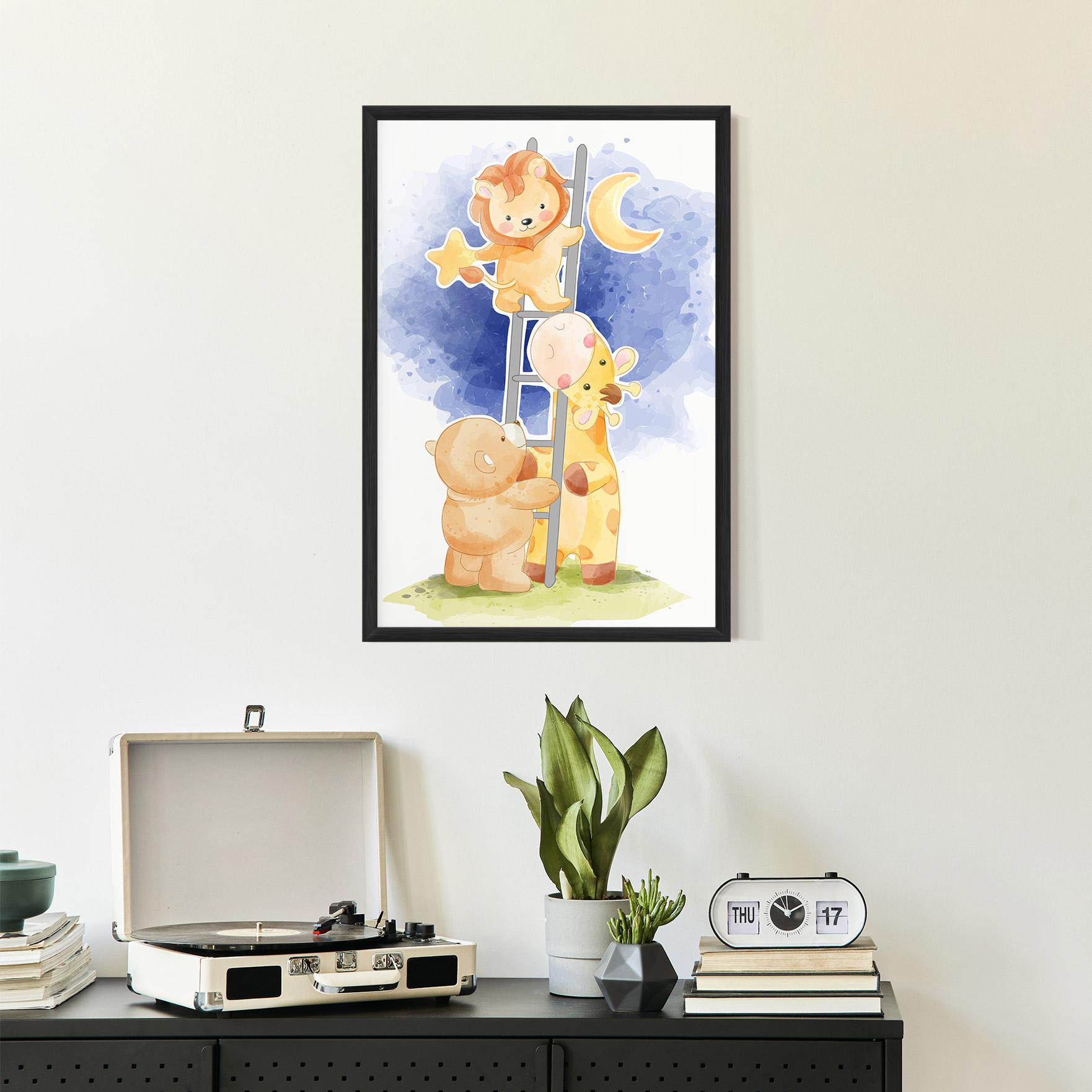 Plakat w Ramie Lion Moon mockup 2