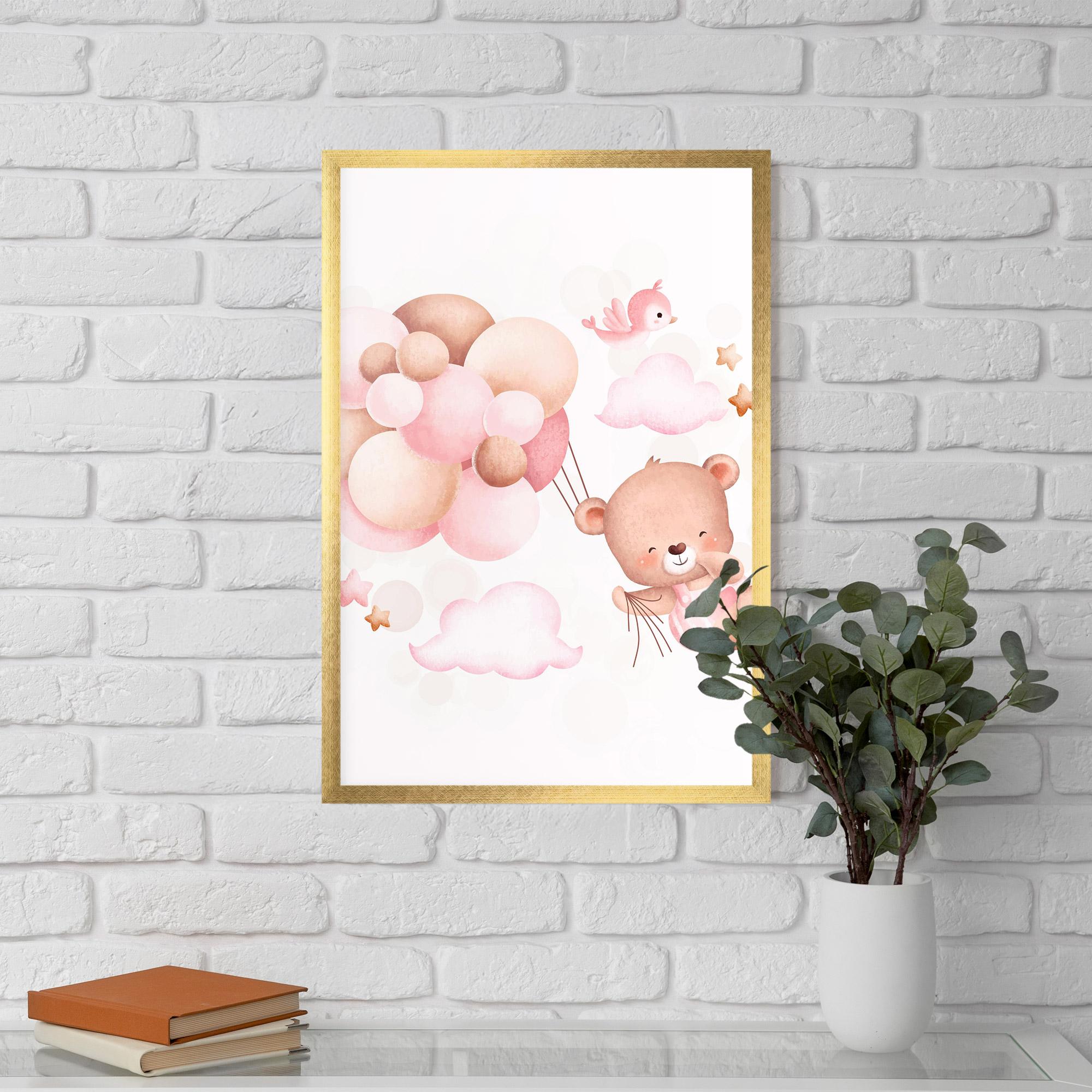 Plakat w Ramie Pink Bear Balloons mockup 5