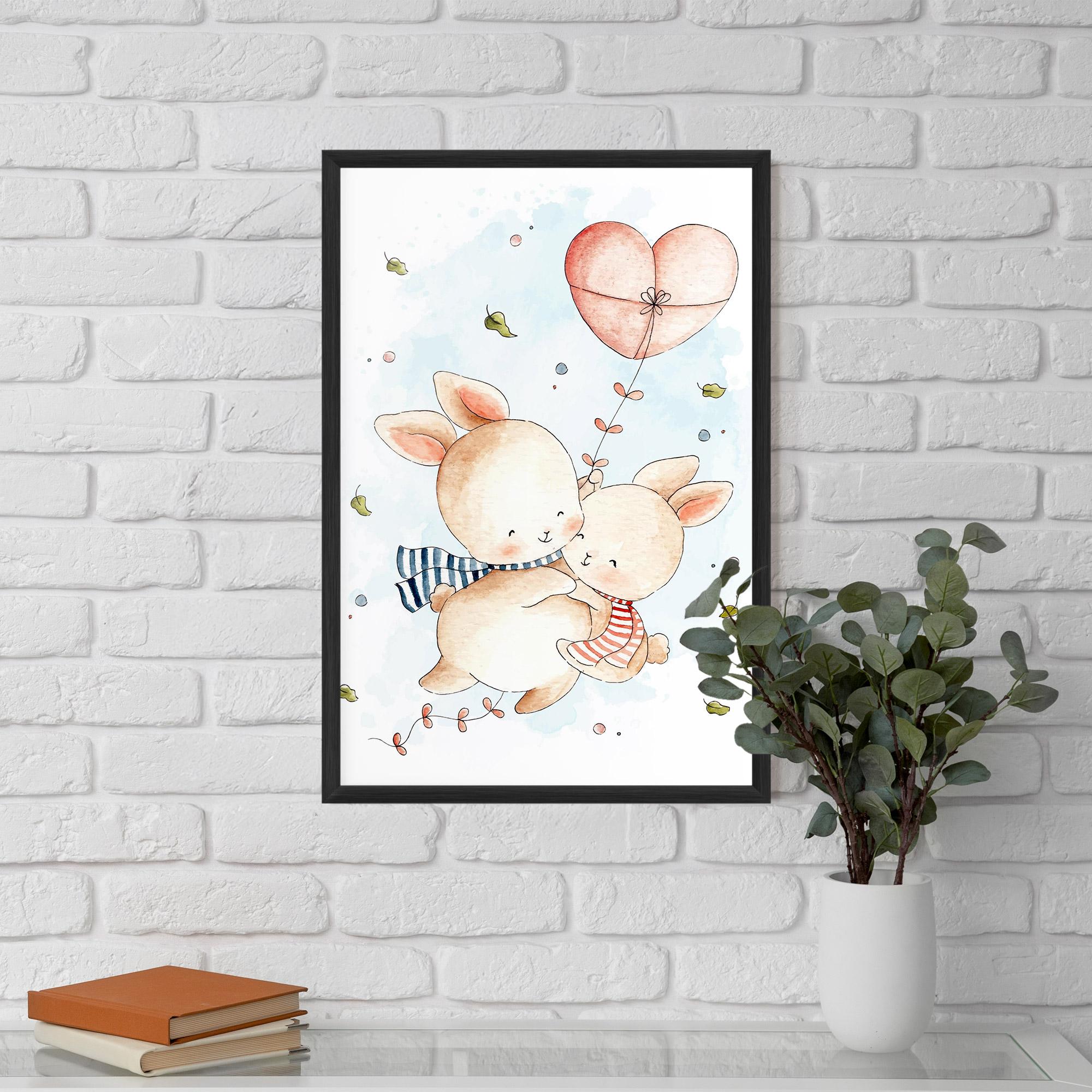 Plakat w Ramie Cute Couple Rabbit mockup 5