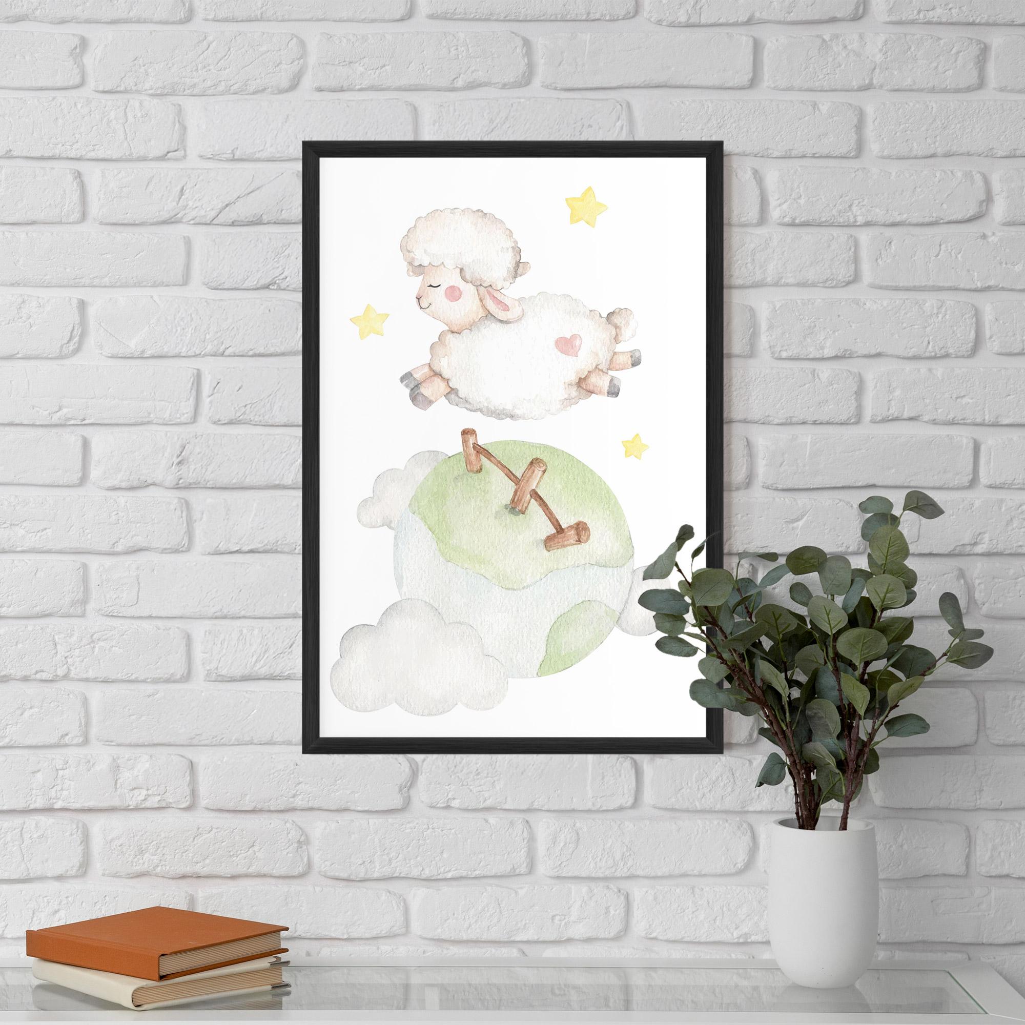 Plakat w Ramie Sheep Jump mockup 5