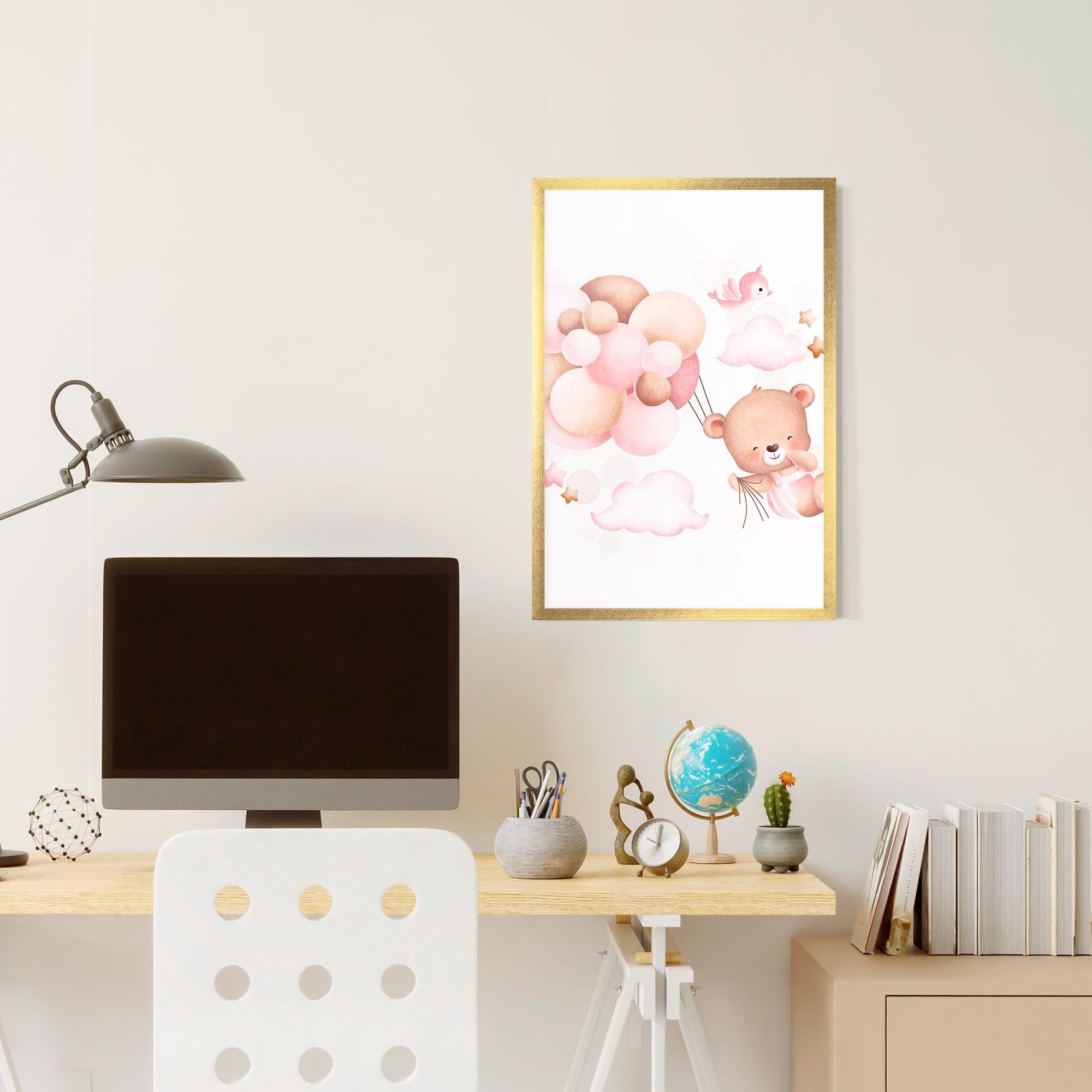 Plakat w Ramie Pink Bear Balloons mockup 6
