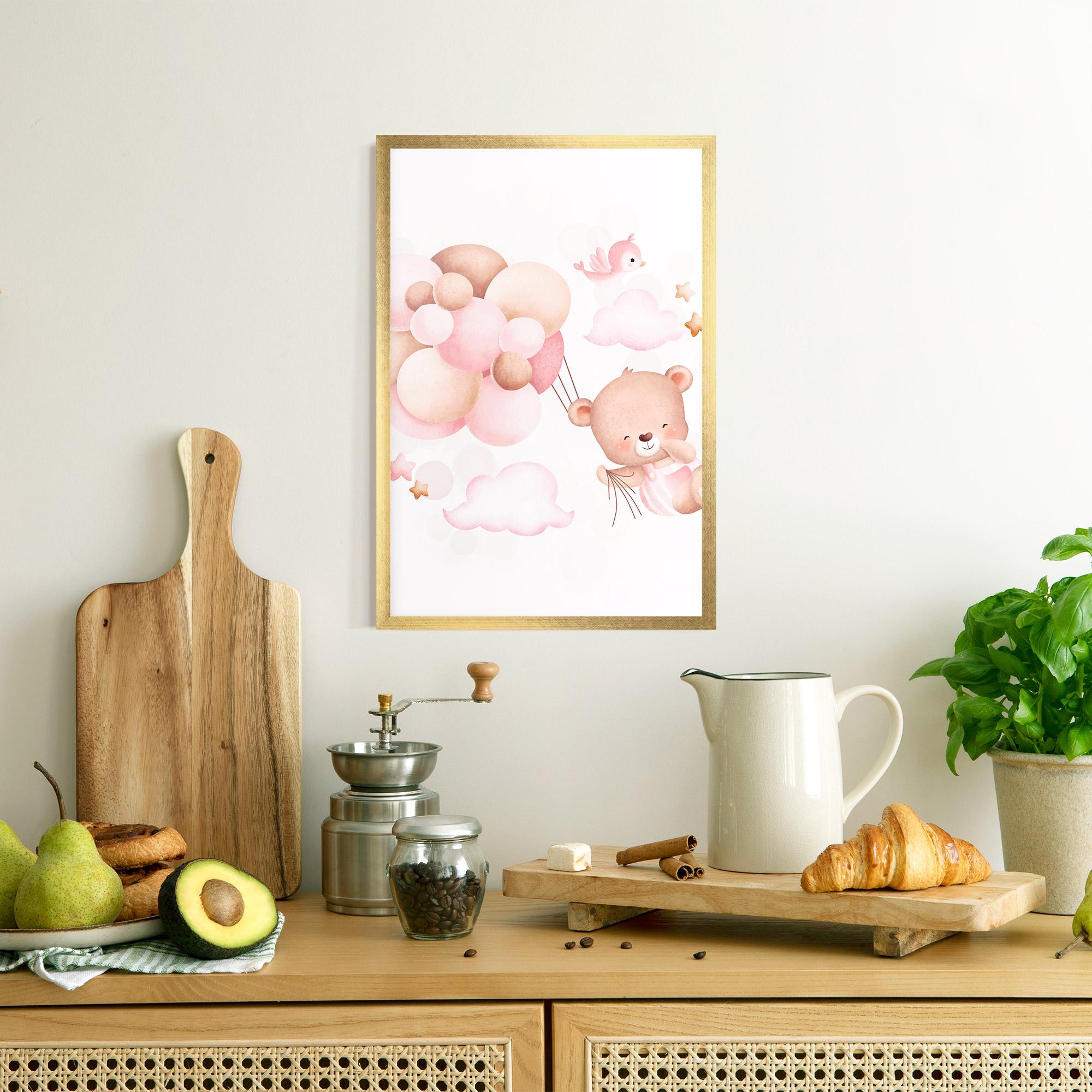 Plakat w Ramie Pink Bear Balloons mockup 8