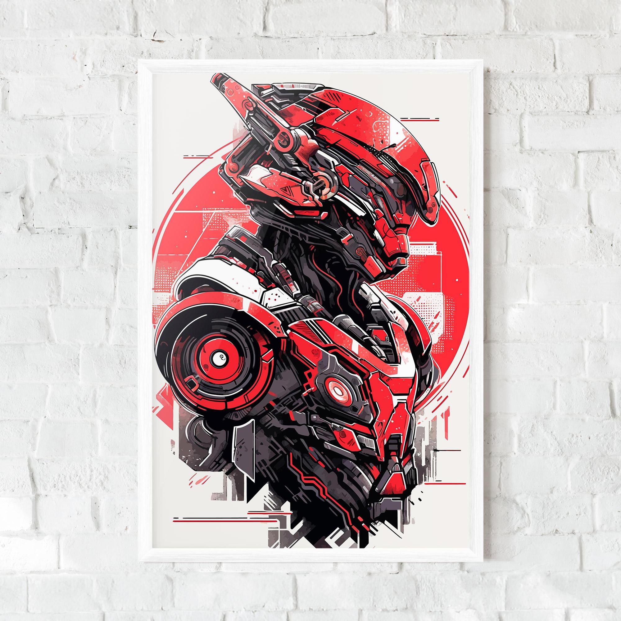 Plakat w Ramie Grey Red Robot mockup 0