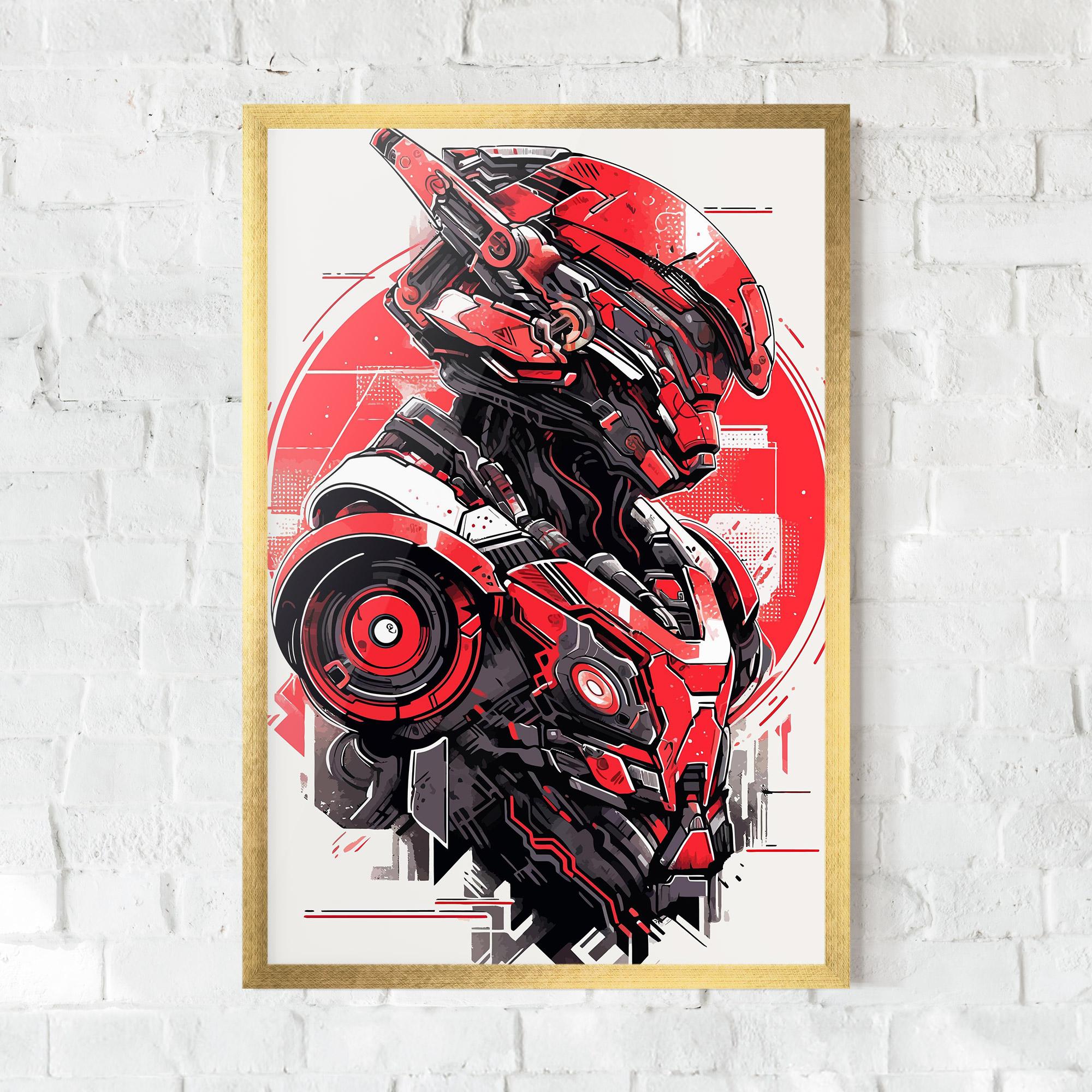 Plakat w Ramie Grey Red Robot mockup 0