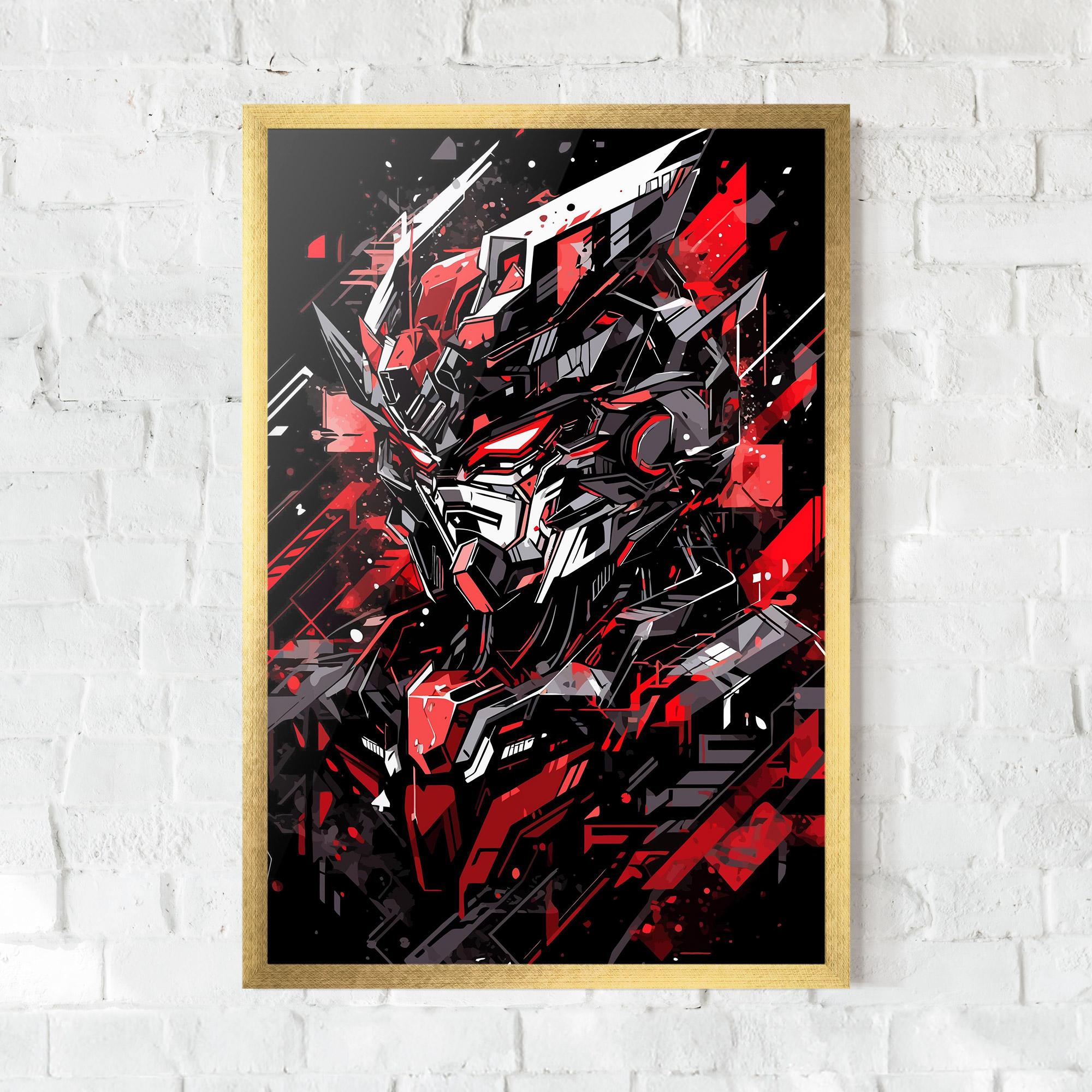 Plakat w Ramie Red Grey Robot mockup 0
