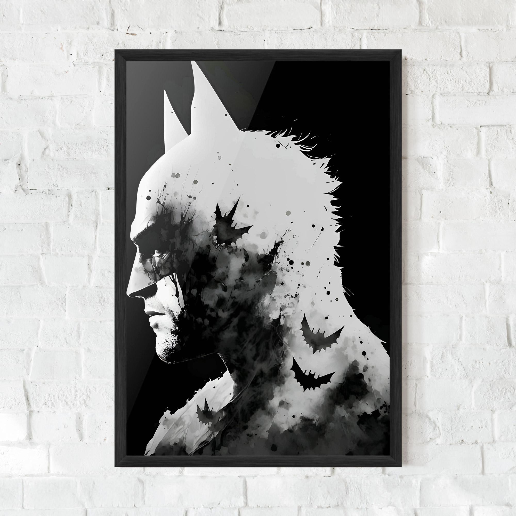 Plakat w Ramie Black White Batman mockup 0