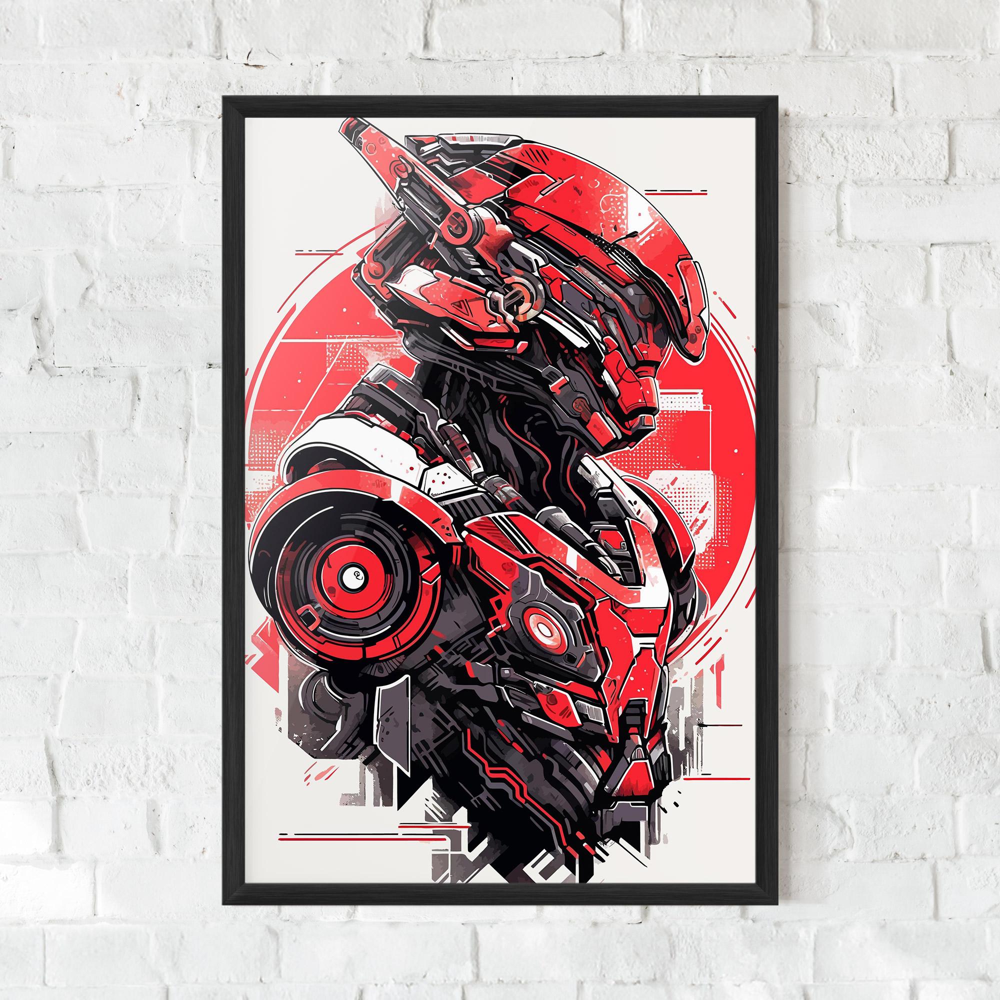 Plakat w Ramie Grey Red Robot mockup 0