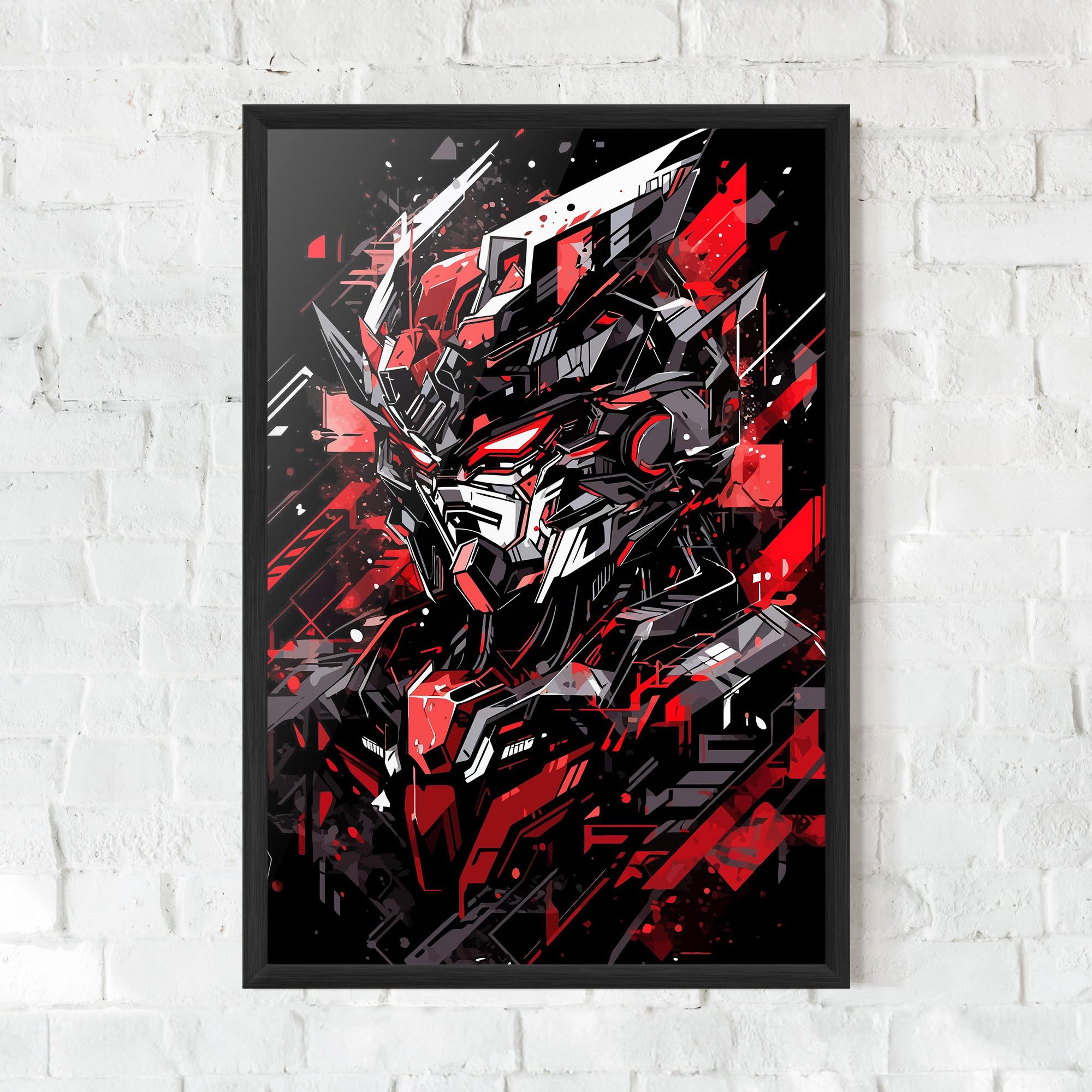 Plakat w Ramie Red Grey Robot mockup 0