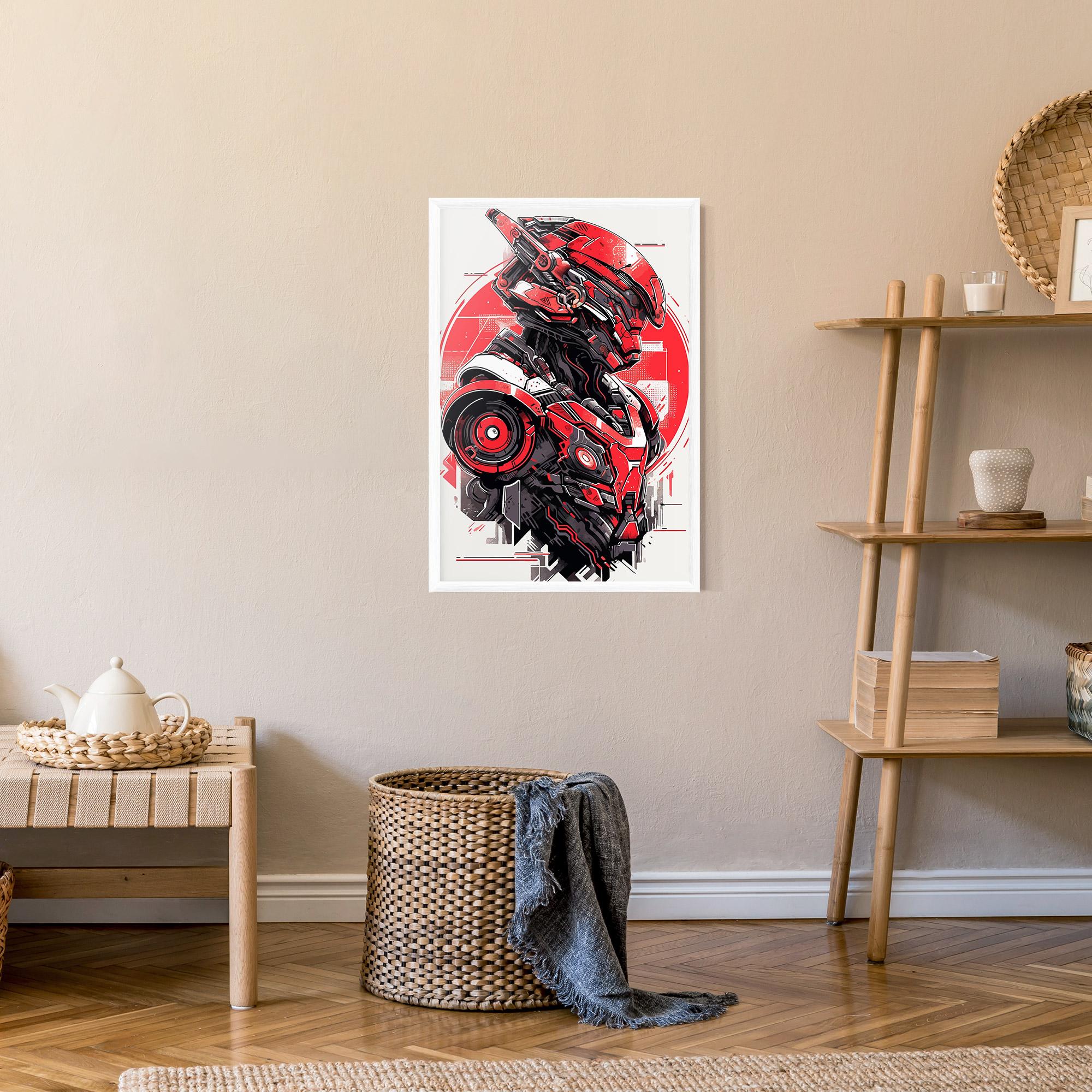 Plakat w Ramie Grey Red Robot mockup 9