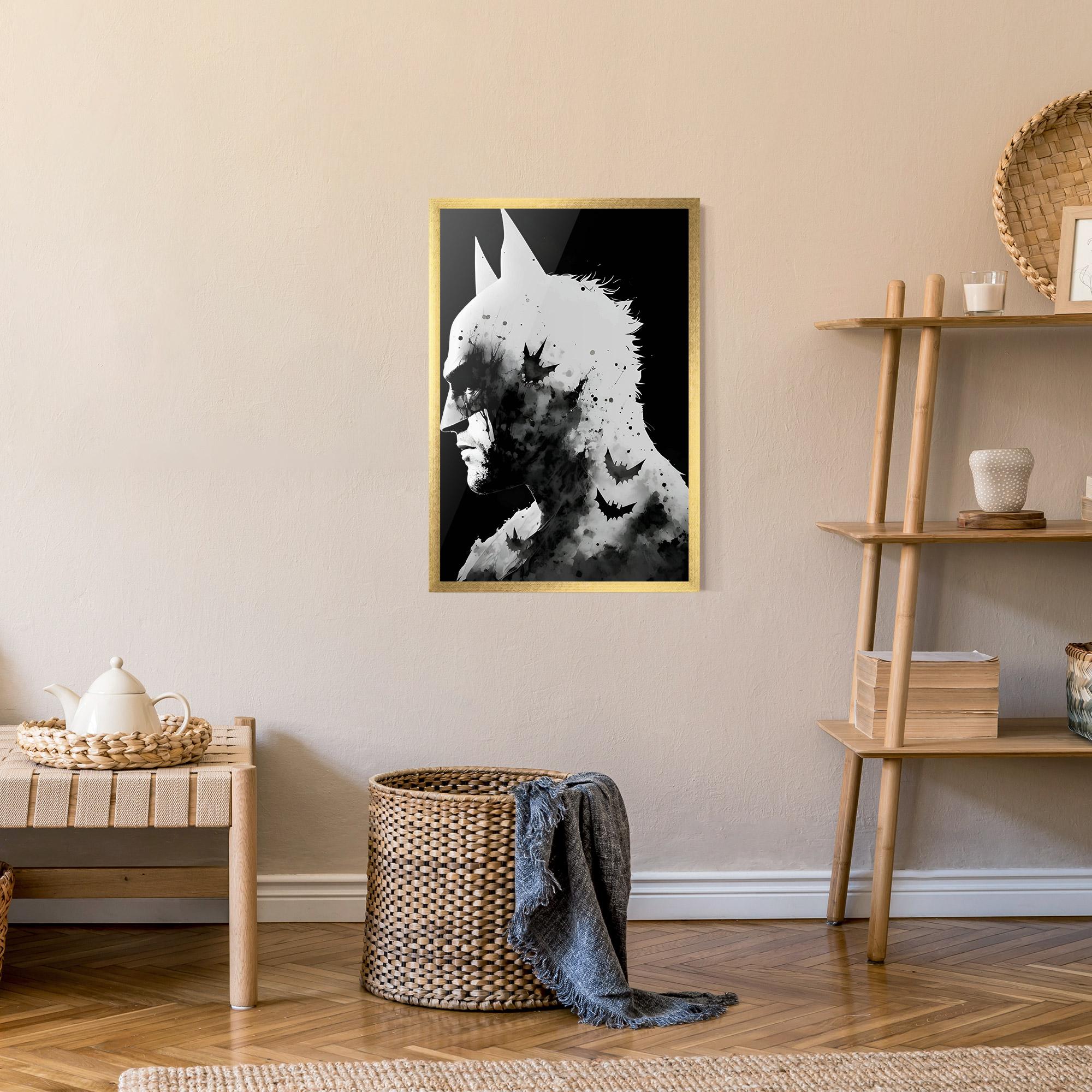 Plakat w Ramie Black White Batman mockup 9