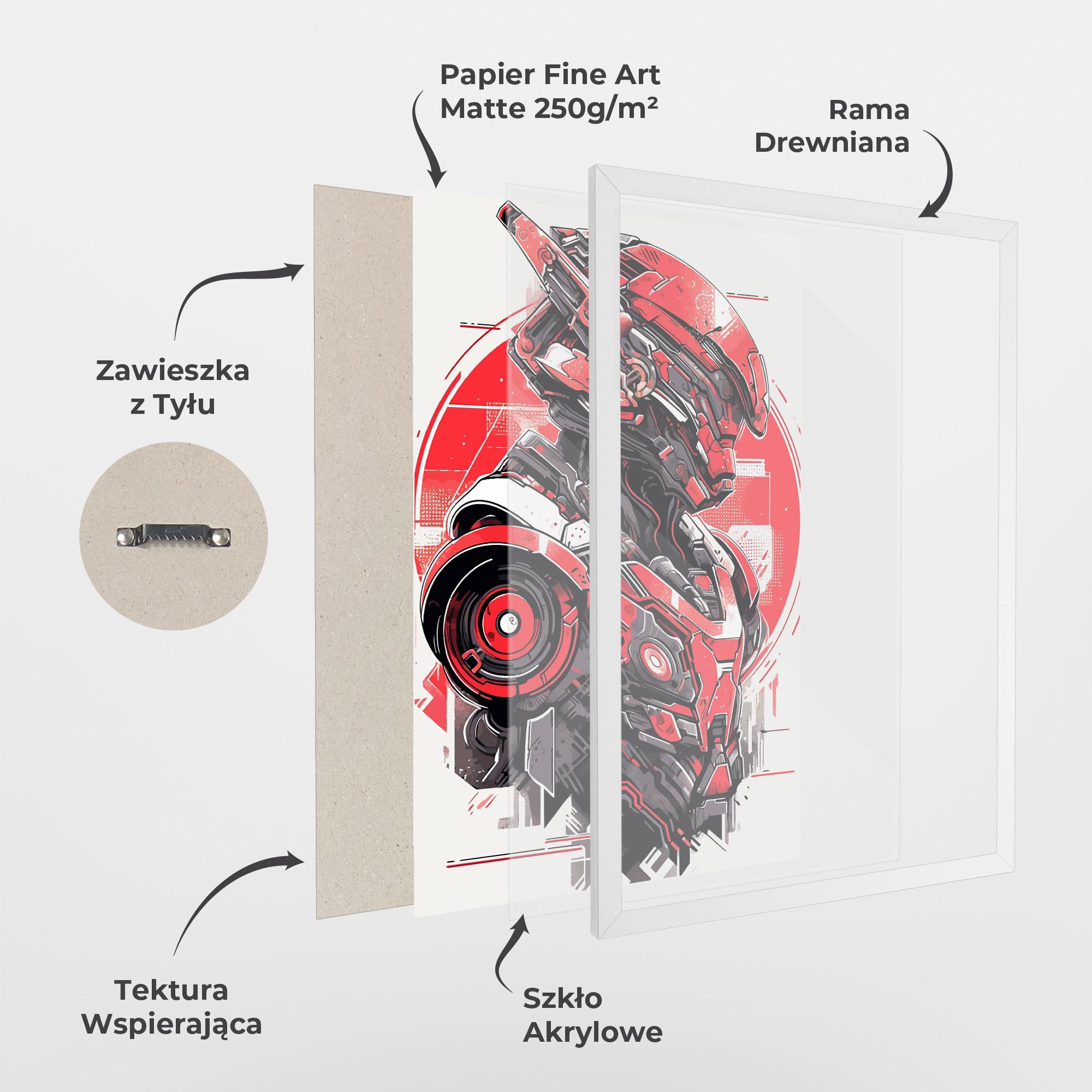 Plakat w Ramie Grey Red Robot mockup 1