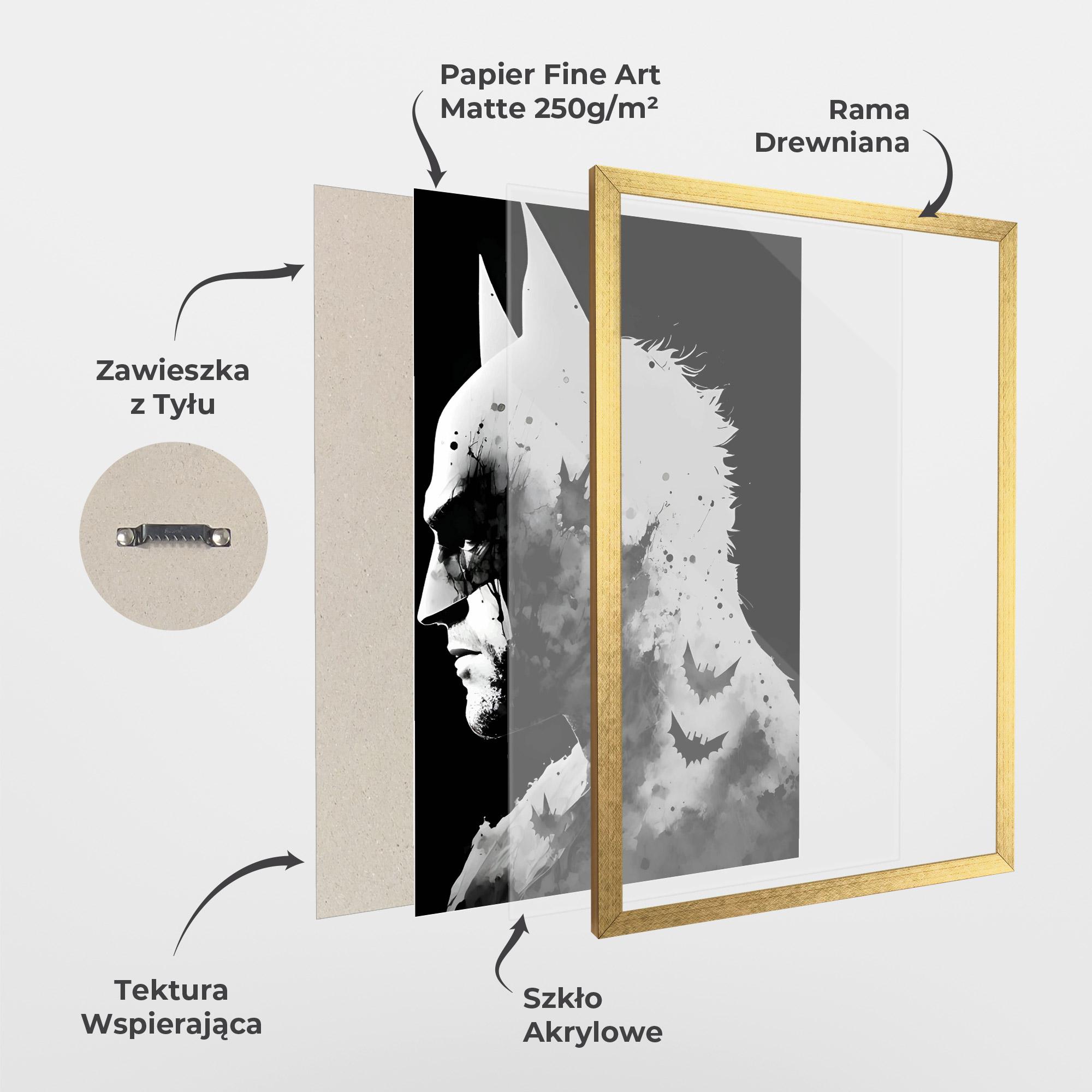 Plakat w Ramie Black White Batman mockup 1