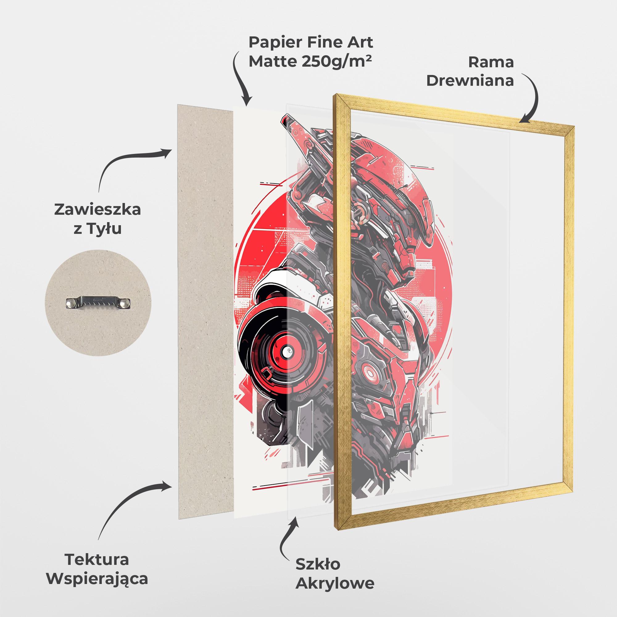 Plakat w Ramie Grey Red Robot mockup 1