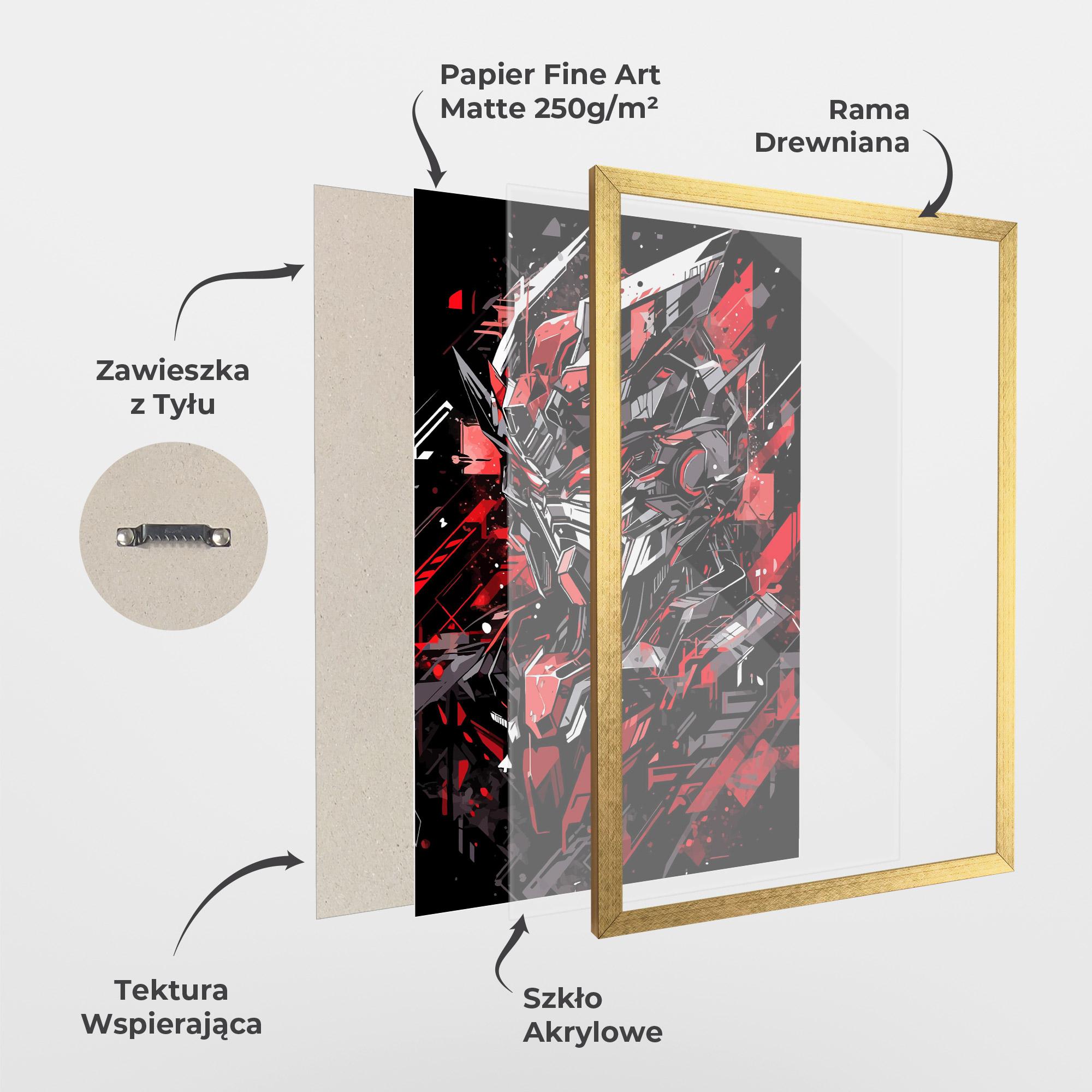 Plakat w Ramie Red Grey Robot mockup 1