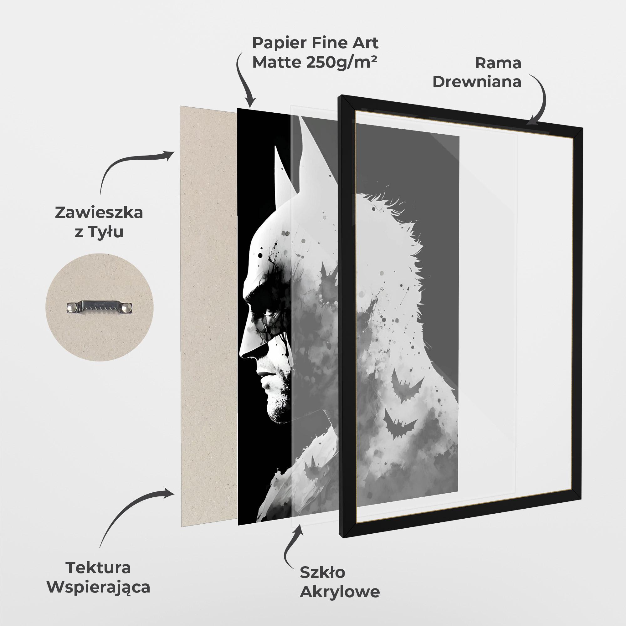 Plakat w Ramie Black White Batman mockup 1
