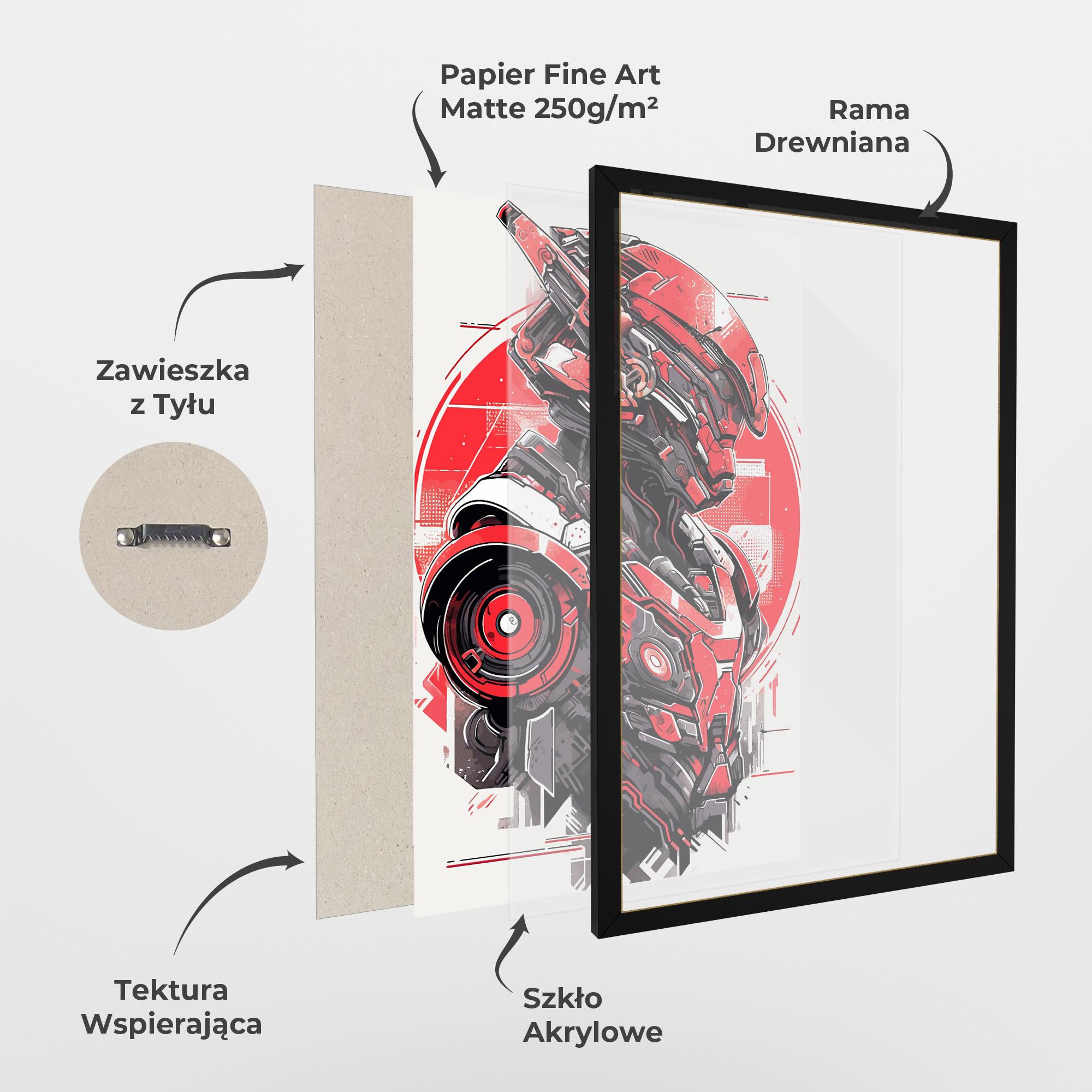 Plakat w Ramie Grey Red Robot mockup 1