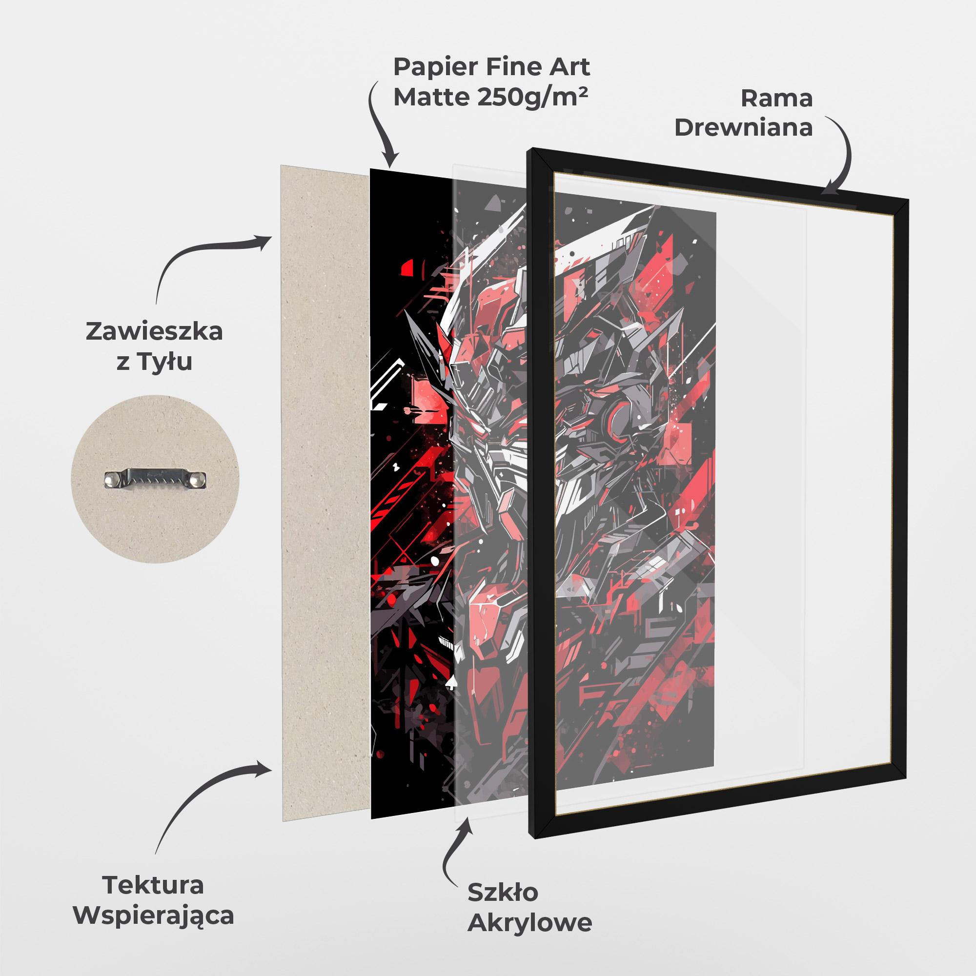 Plakat w Ramie Red Grey Robot mockup 1
