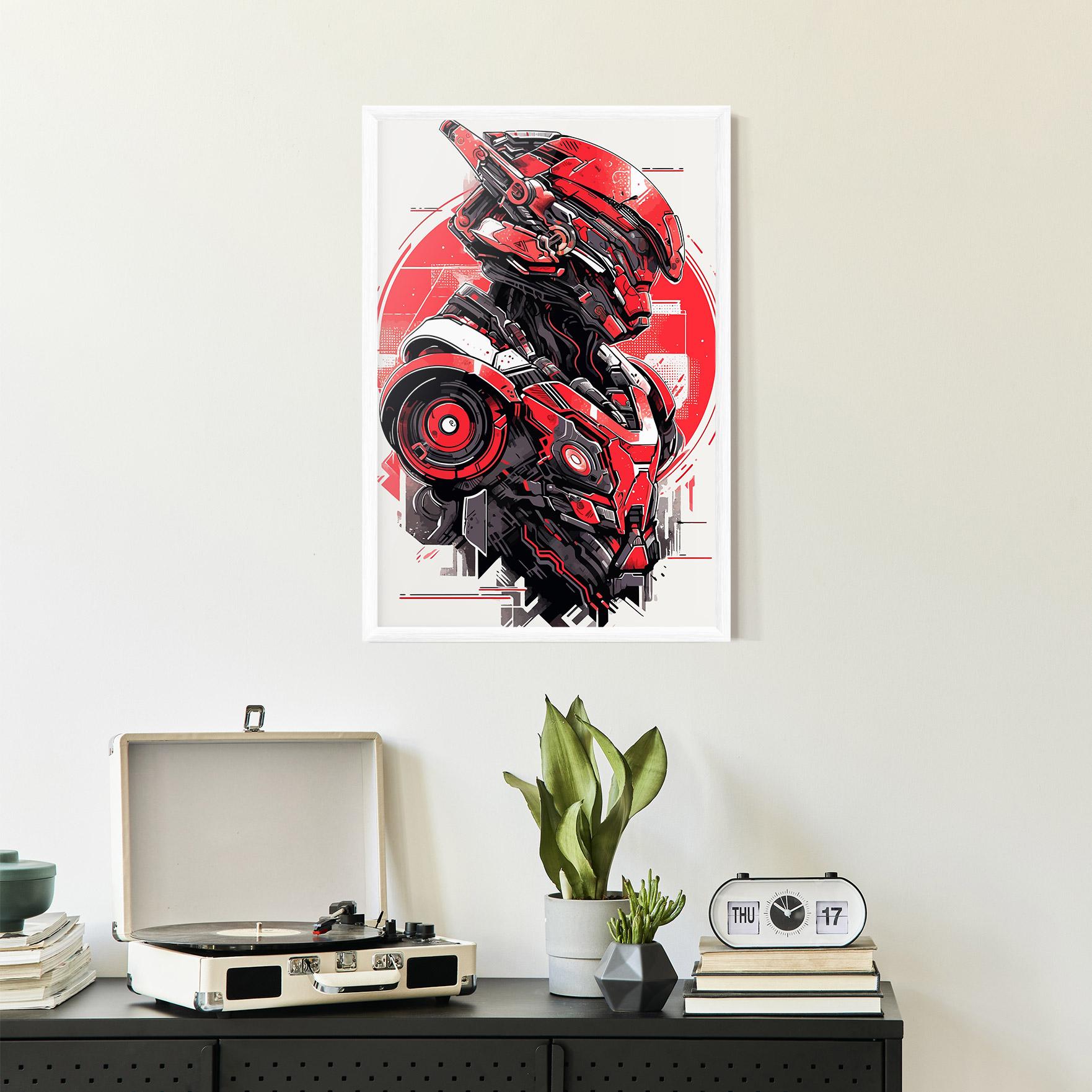 Plakat w Ramie Grey Red Robot mockup 2