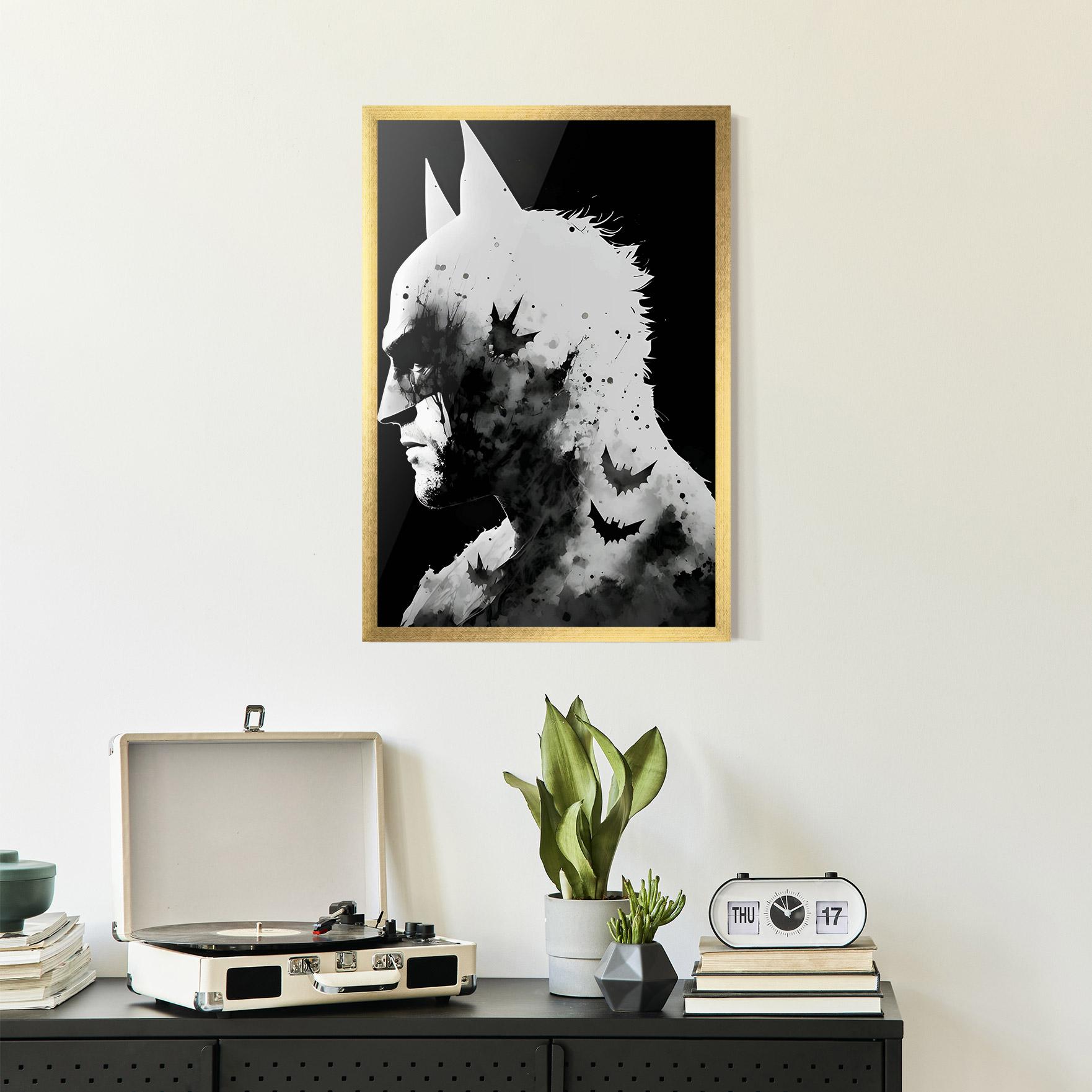 Plakat w Ramie Black White Batman mockup 2